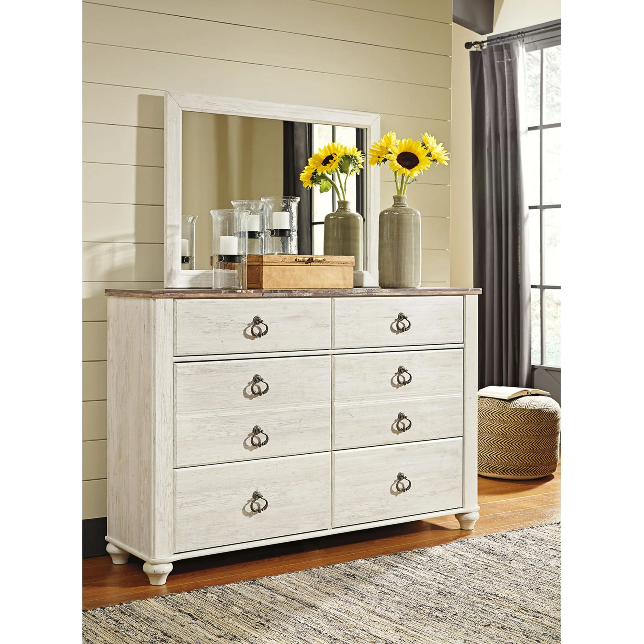 Willowton 5 Piece Queen Sleigh Bedroom - Whitewash - Image 28