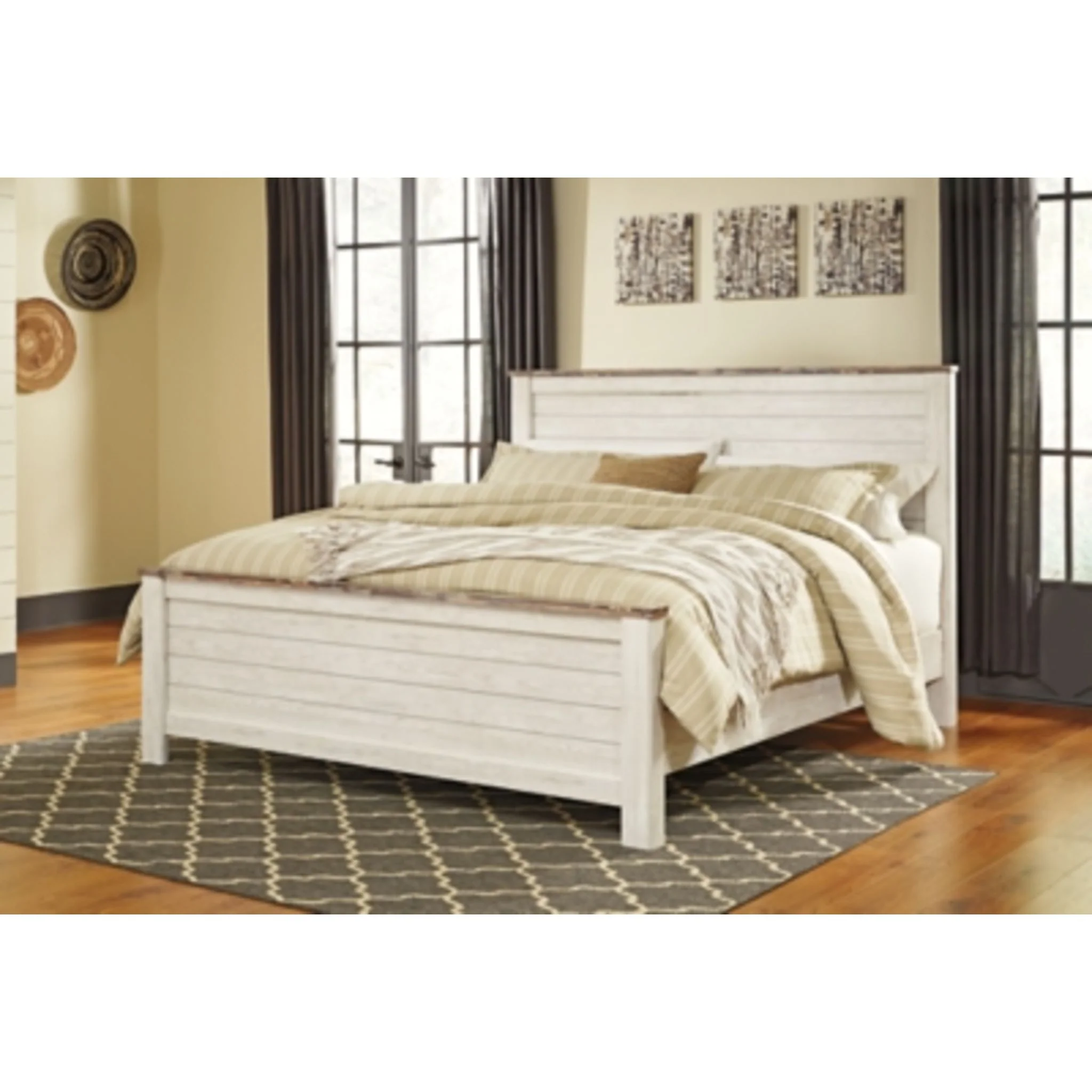 Willowton 6 Piece King Panel Bedroom - Whitewash - Image 2