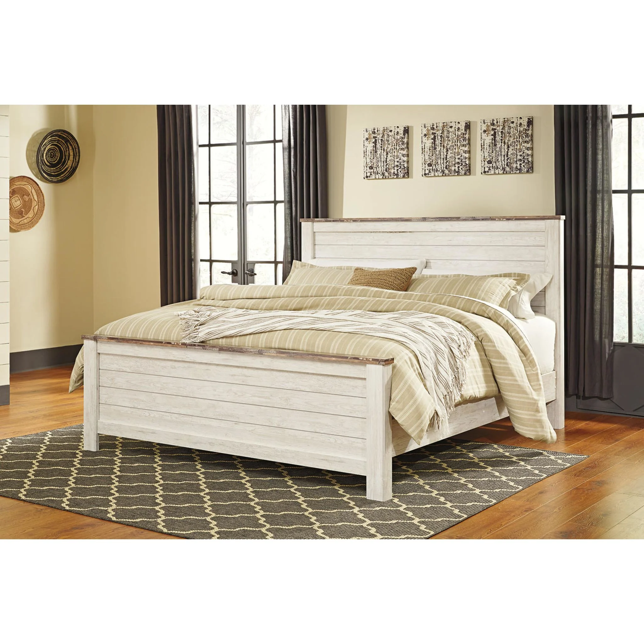 Willowton 6 Piece King Panel Bedroom - Whitewash - Image 5