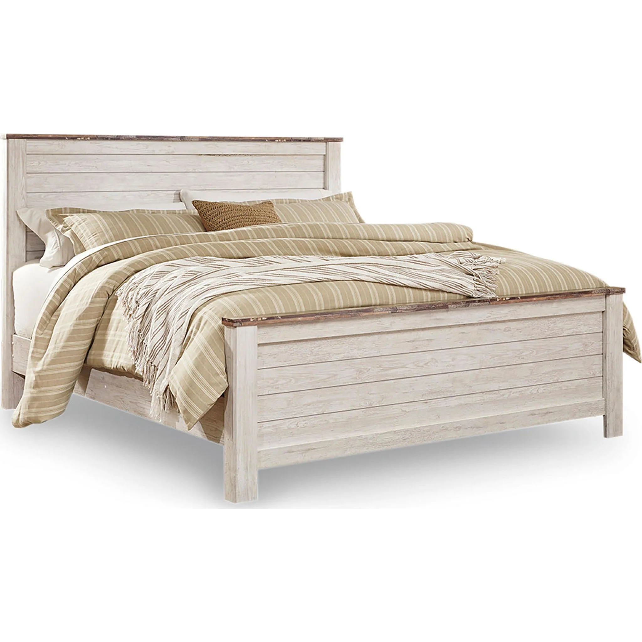 Willowton 6 Piece King Panel Bedroom - Whitewash - Image 8