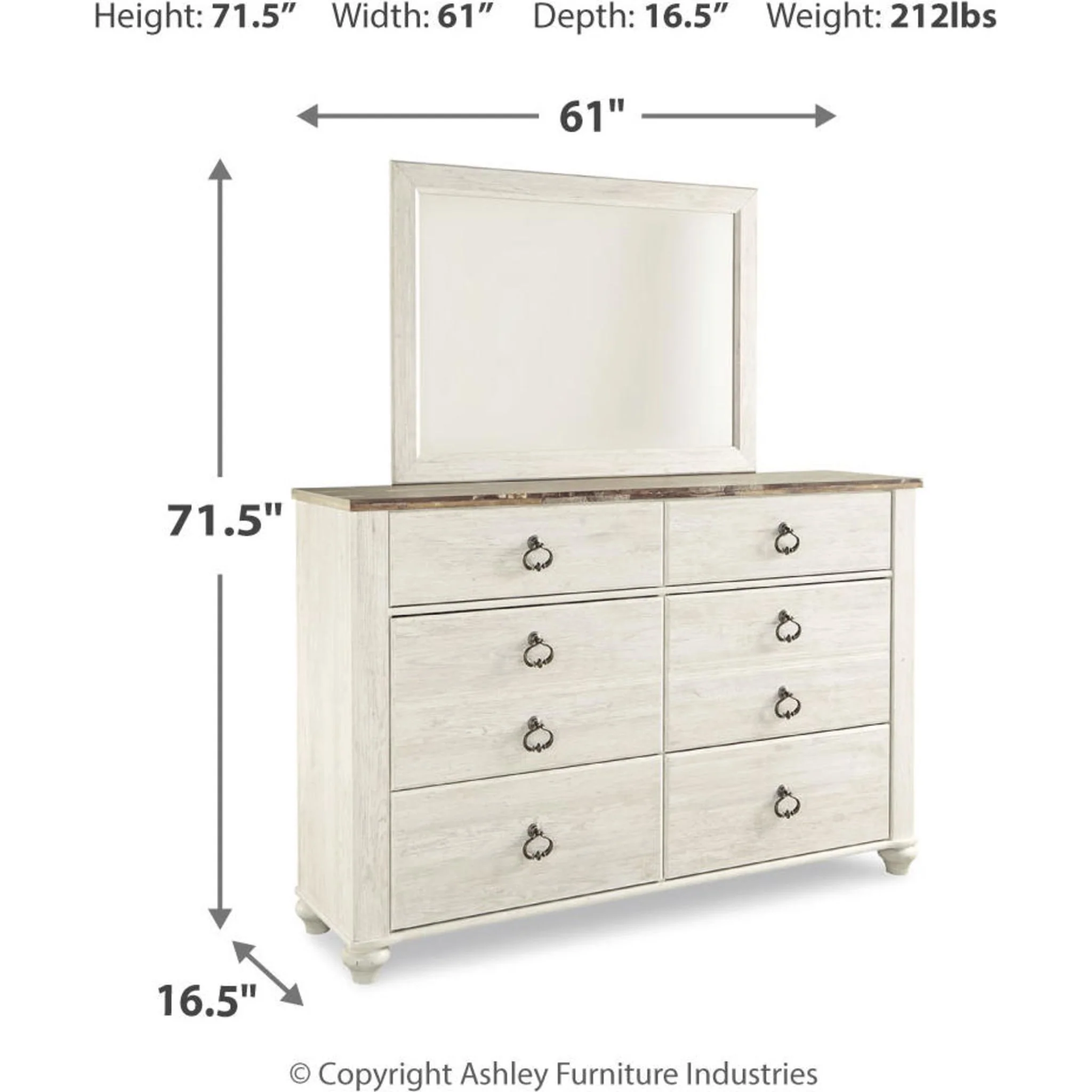 Willowton 6 Piece King Sleigh Bedroom - Whitewash - Image 3