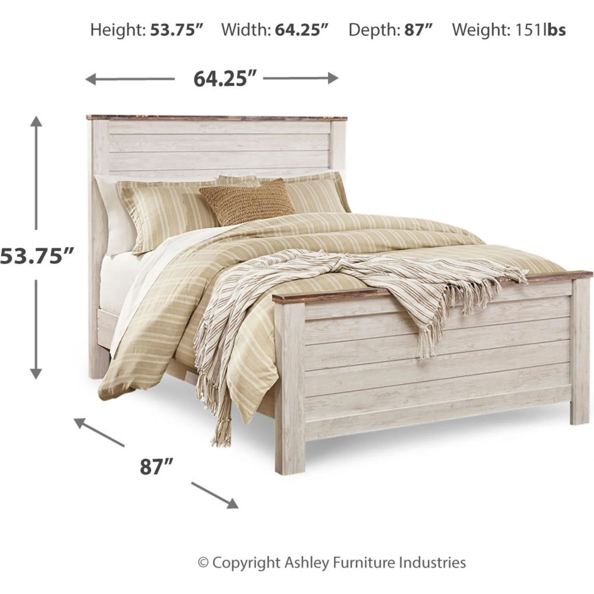 Willowton 6 Piece Queen Panel Bedroom - Whitewash - Image 9