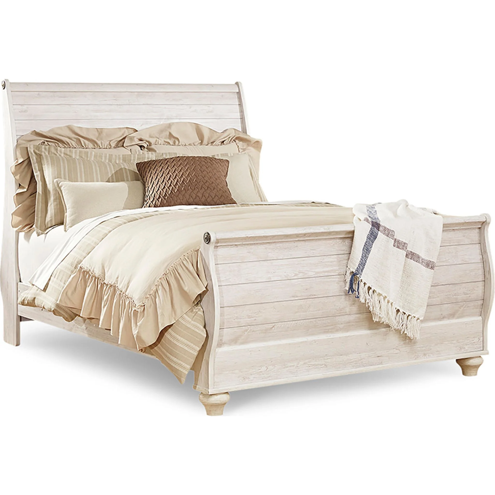 Willowton 6 Piece Queen Sleigh Bedroom - Whitewash - Image 5