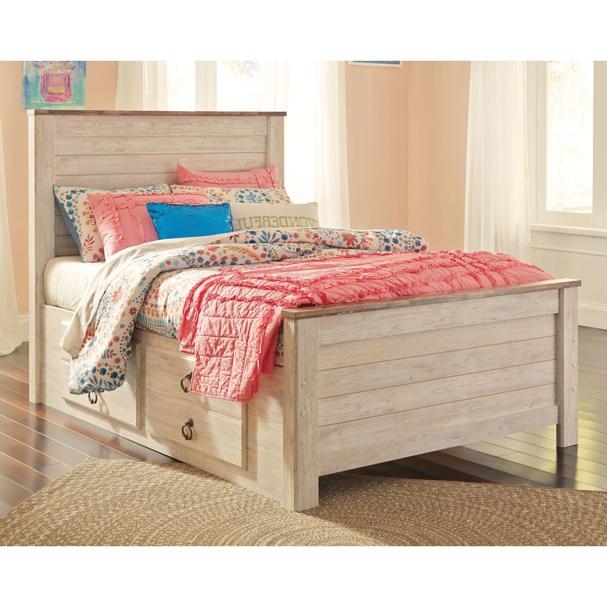 Willowton Storage Bed - Whitewash - Image 11