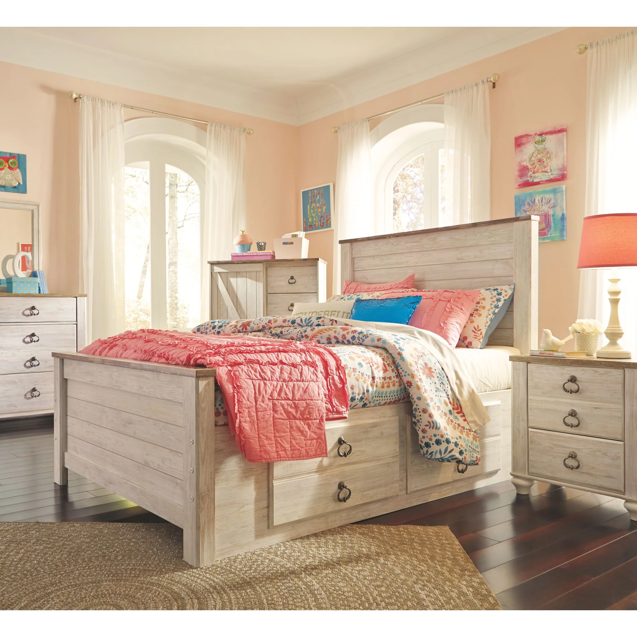 Willowton Storage Bed - Whitewash - Image 14