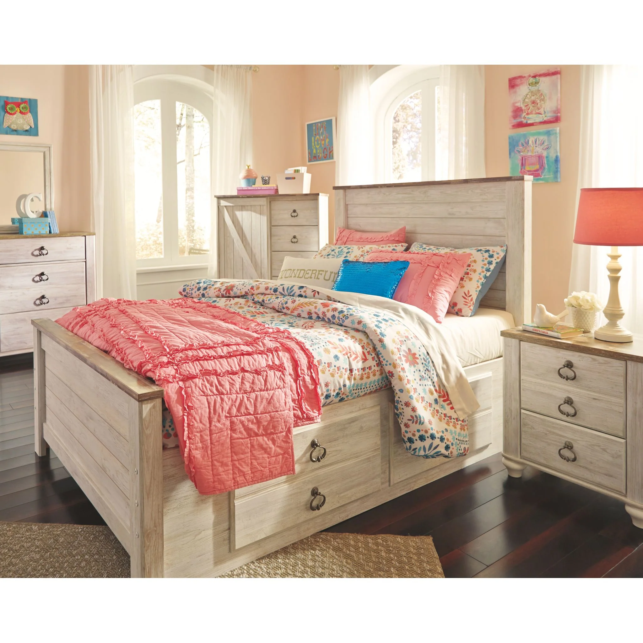Willowton Storage Bed - Whitewash - Image 15