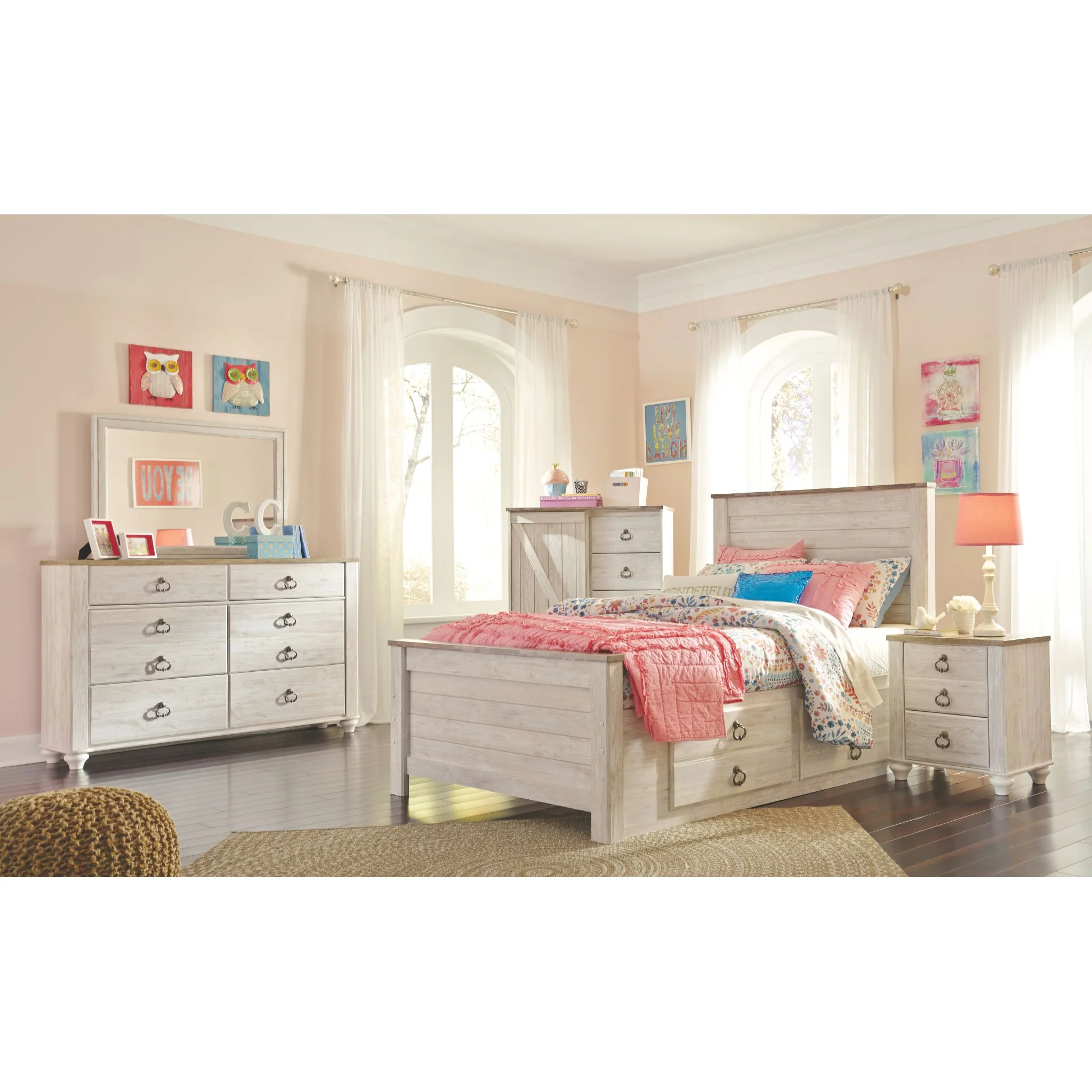 Willowton Storage Bed - Whitewash - Image 17