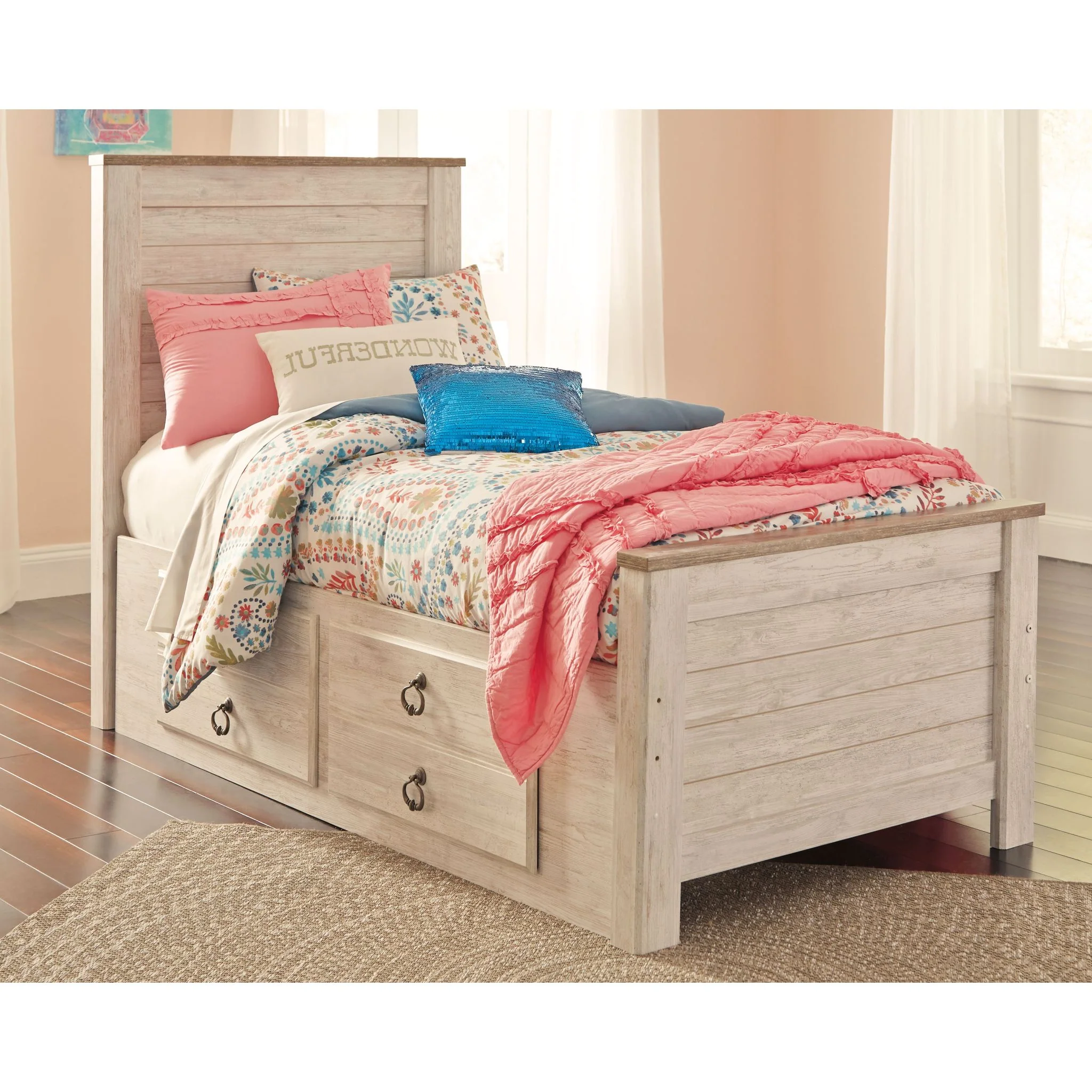 Willowton Storage Bed - Whitewash - Image 2