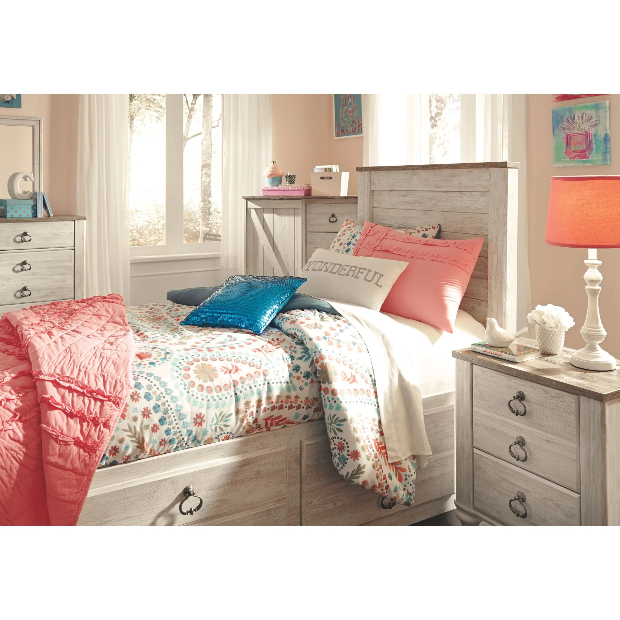 Willowton Storage Bed - Whitewash - Image 5
