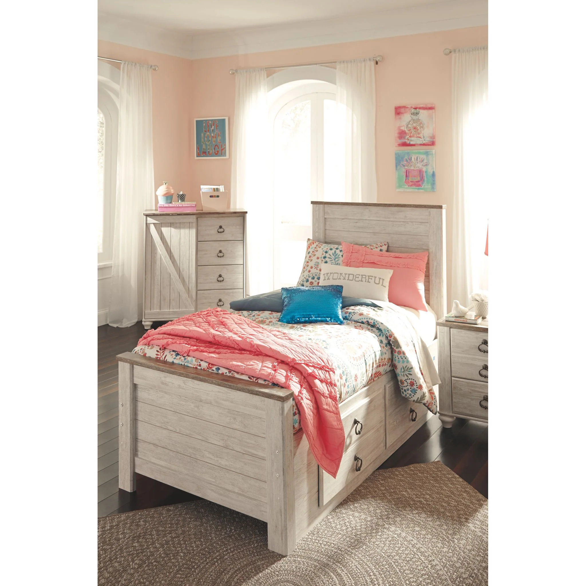 Willowton Storage Bed - Whitewash - Image 6