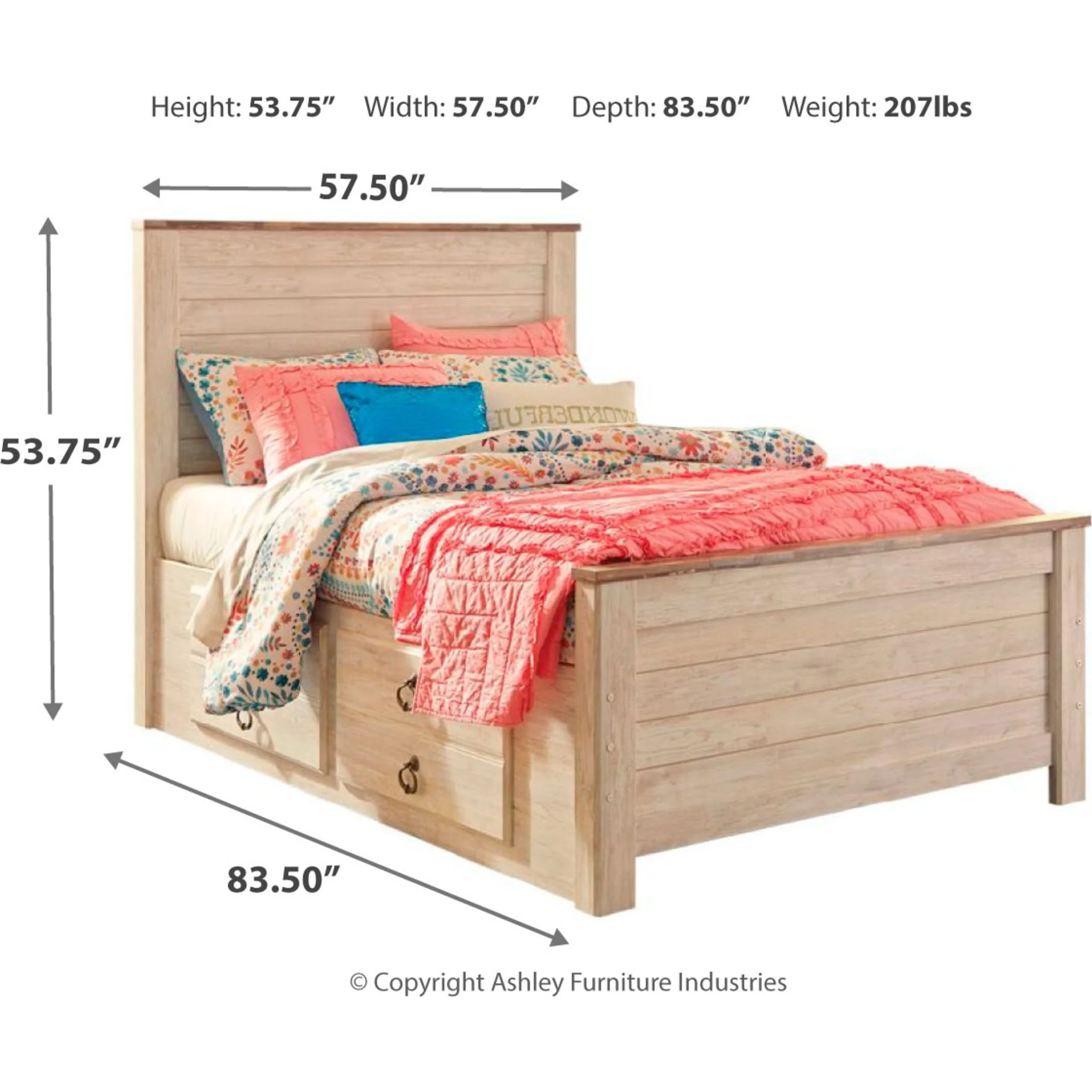Willowton Storage Bed - Whitewash - Image 8