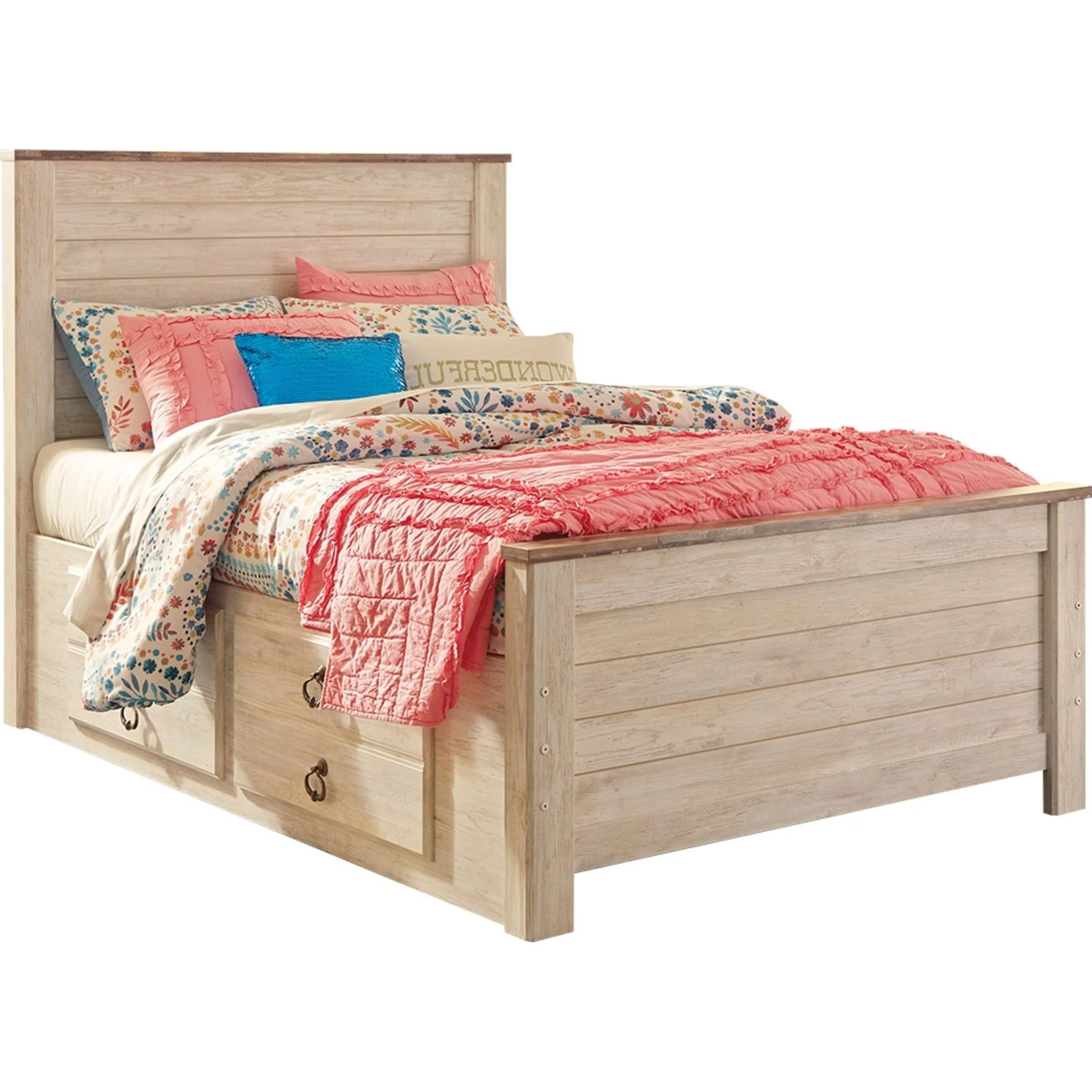 Willowton Storage Bed - Whitewash - Image 9