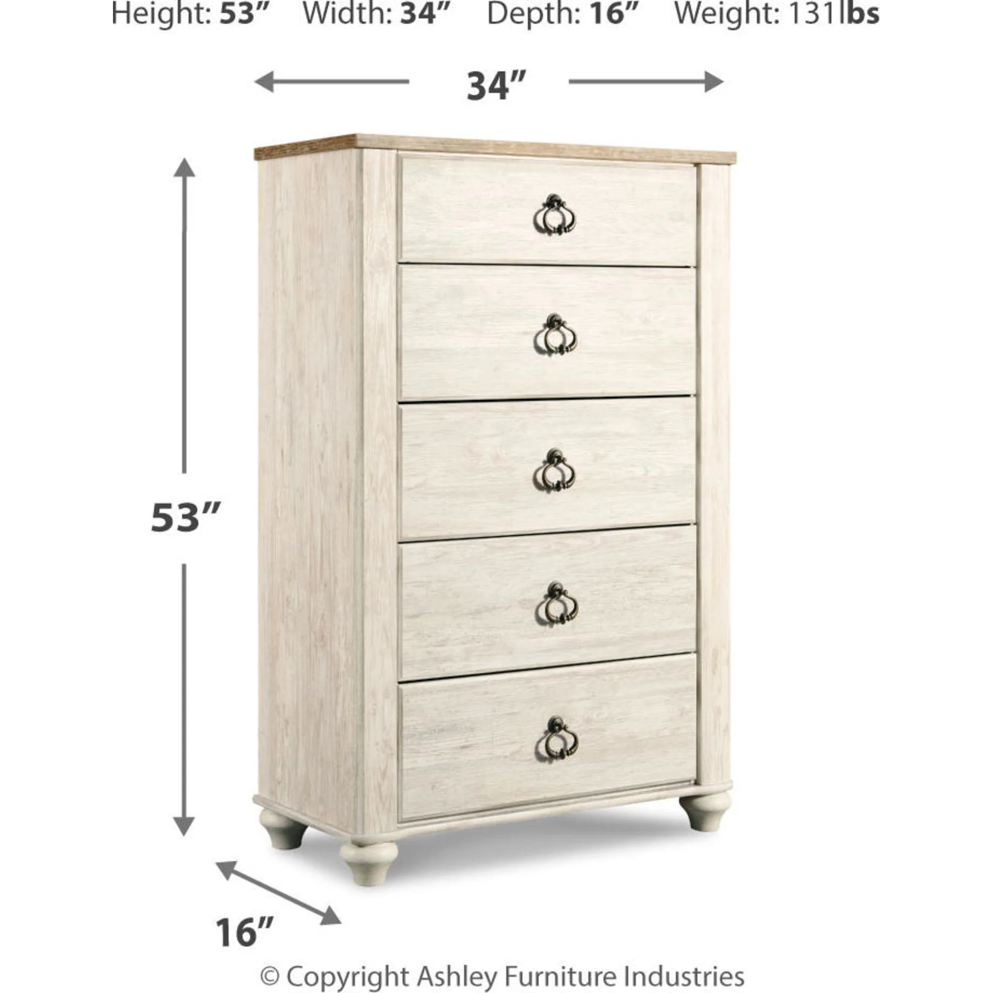 Willowton Chest - White Washed - Image 12