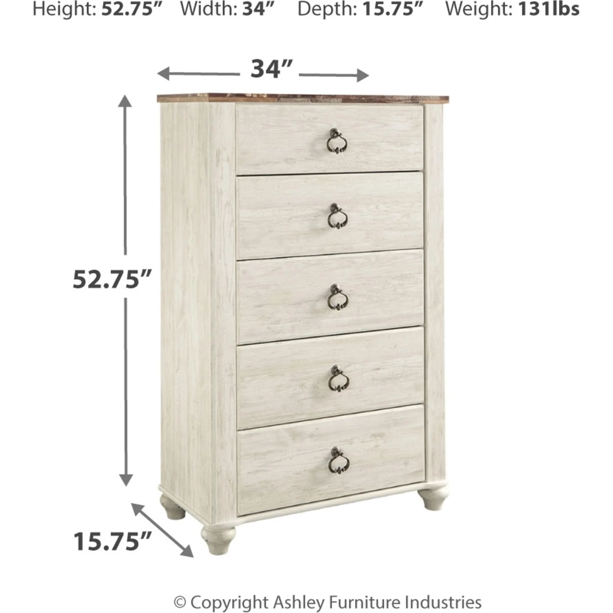 Willowton Chest - White Washed - Image 4
