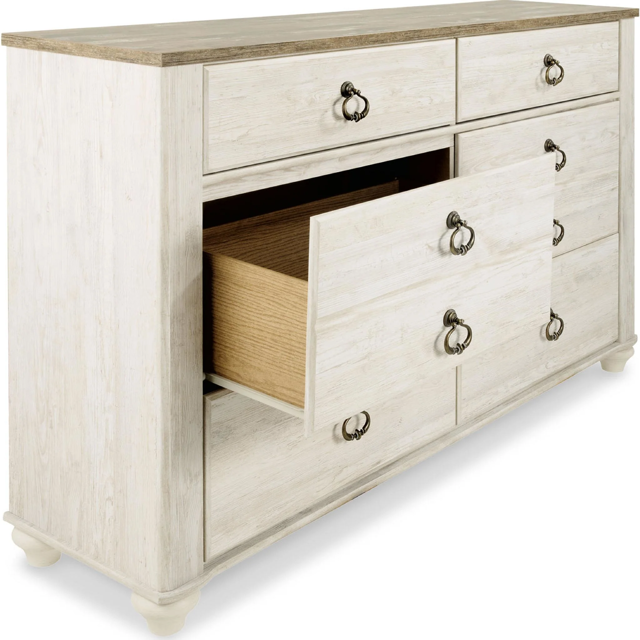 Willowton Dresser and Mirror - Whitewash - Image 21