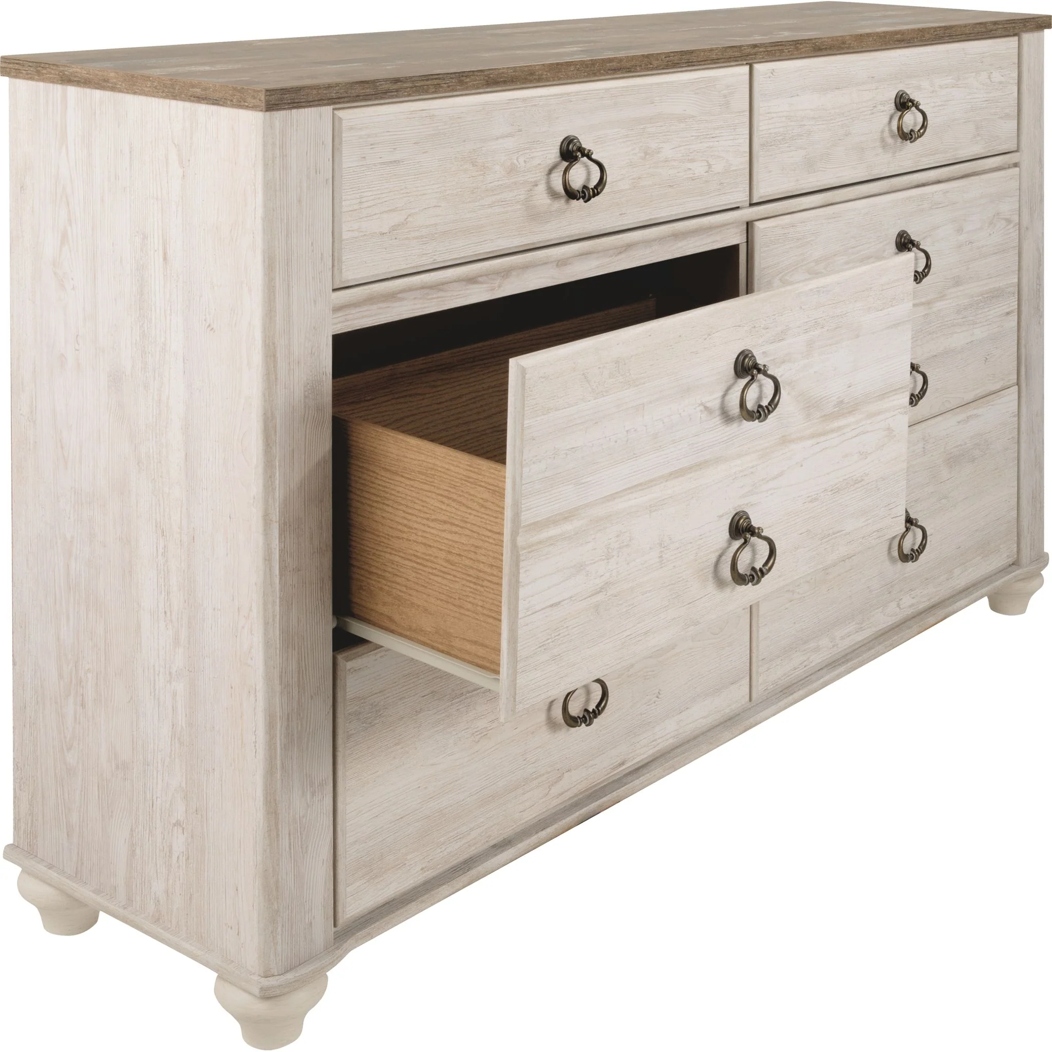 Willowton Dresser and Mirror - Whitewash - Image 8