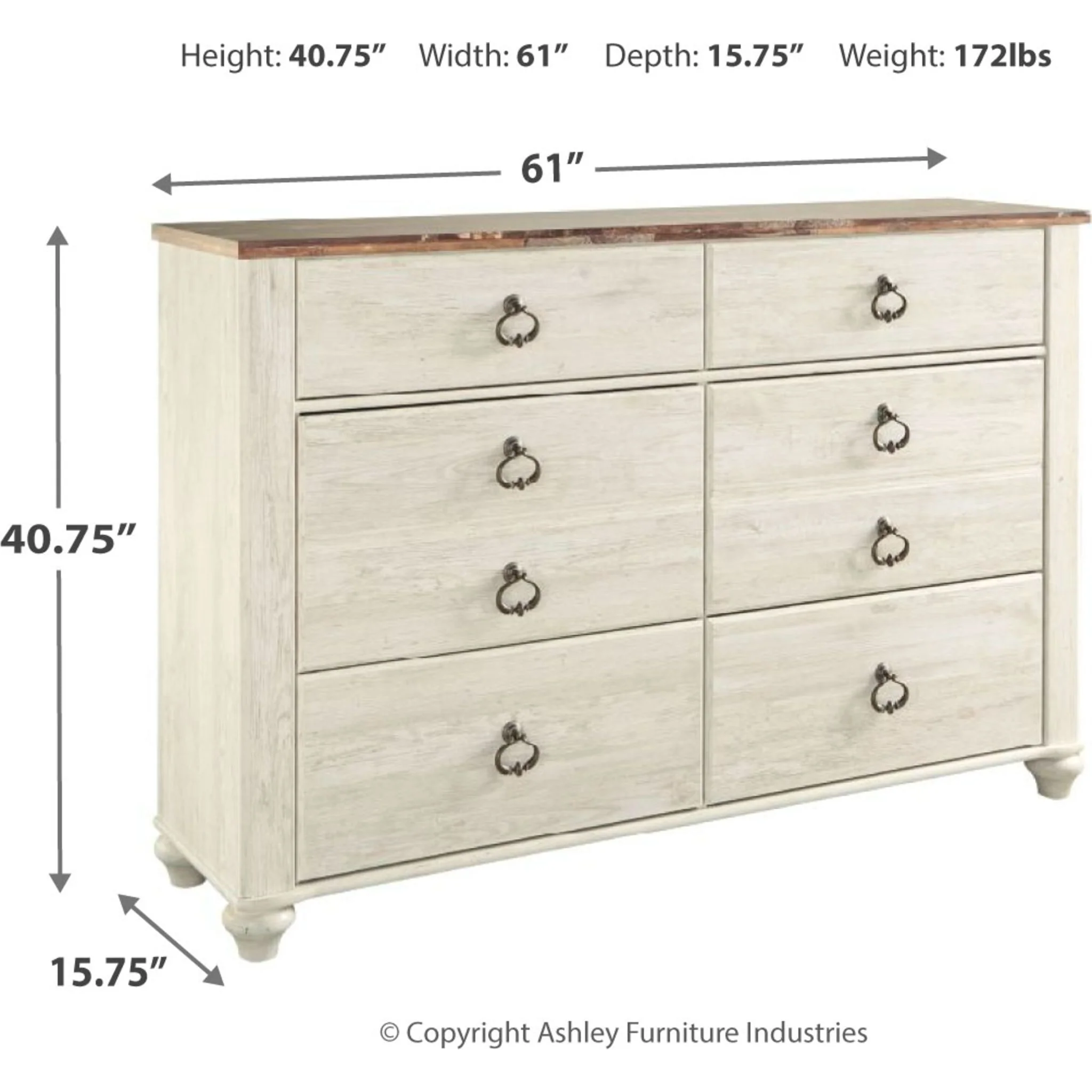 Willowton Dresser - Whitewash - Image 4