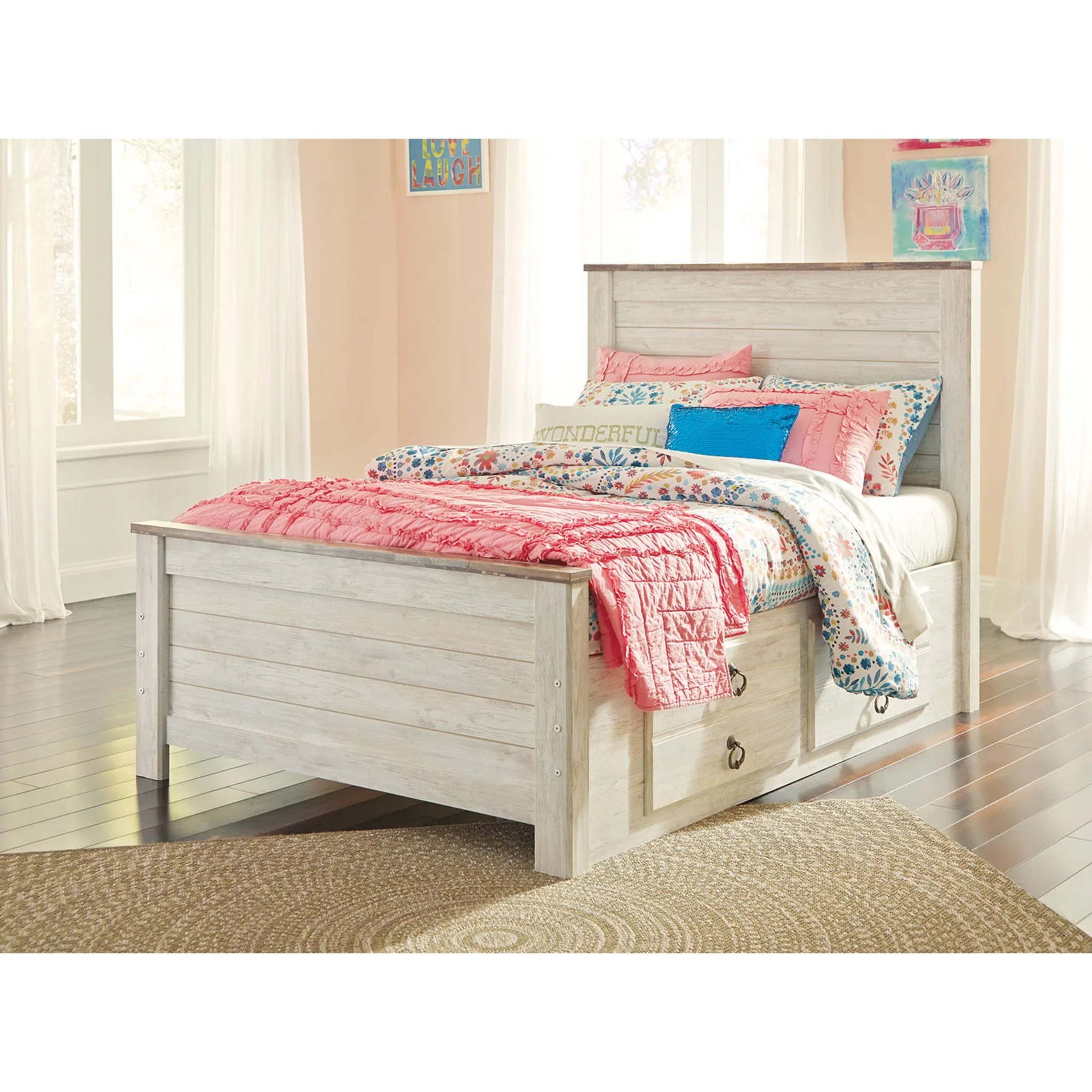 Willowton Full Panel Headboard - Whitewash - Image 15