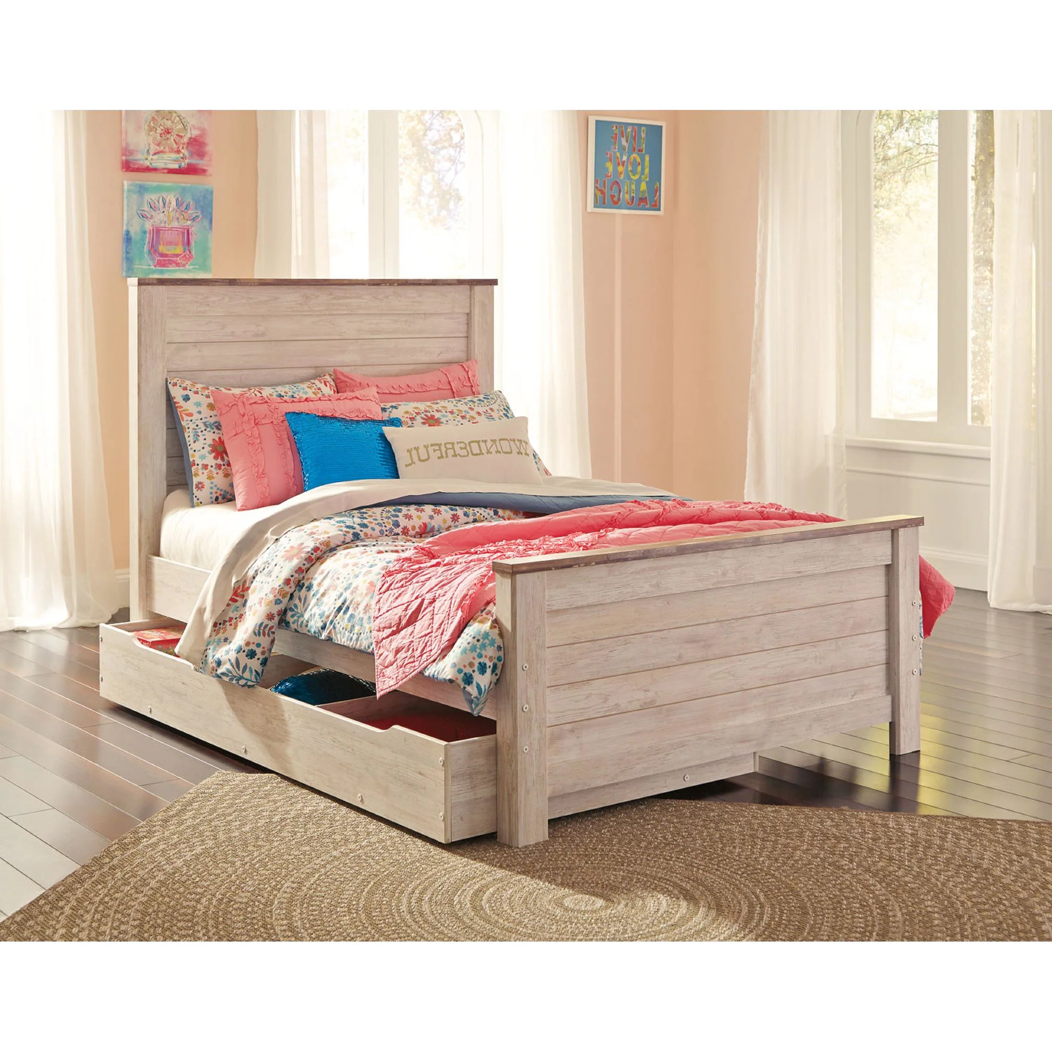 Willowton Full Panel Headboard - Whitewash - Image 16