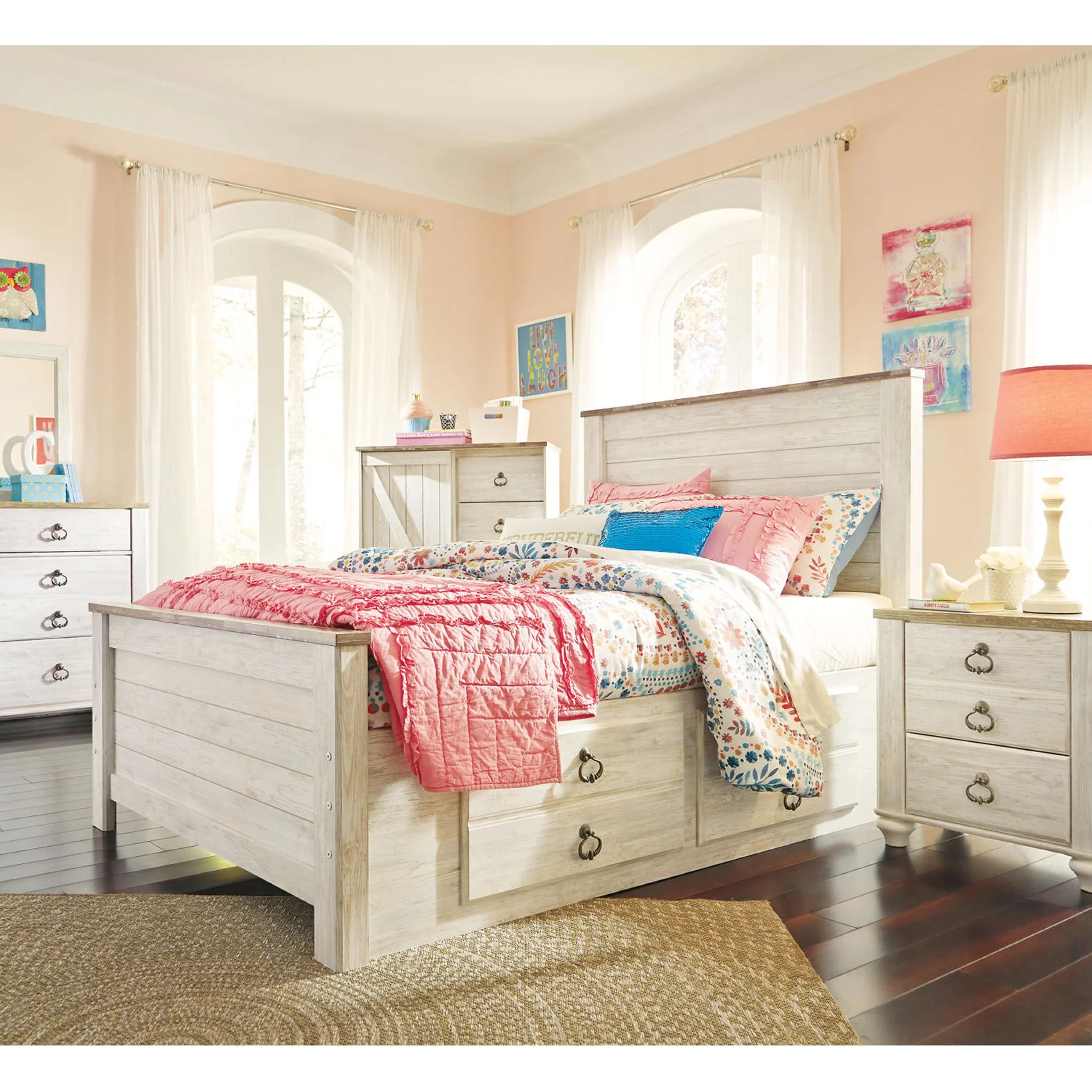 Willowton Full Panel Headboard - Whitewash - Image 19