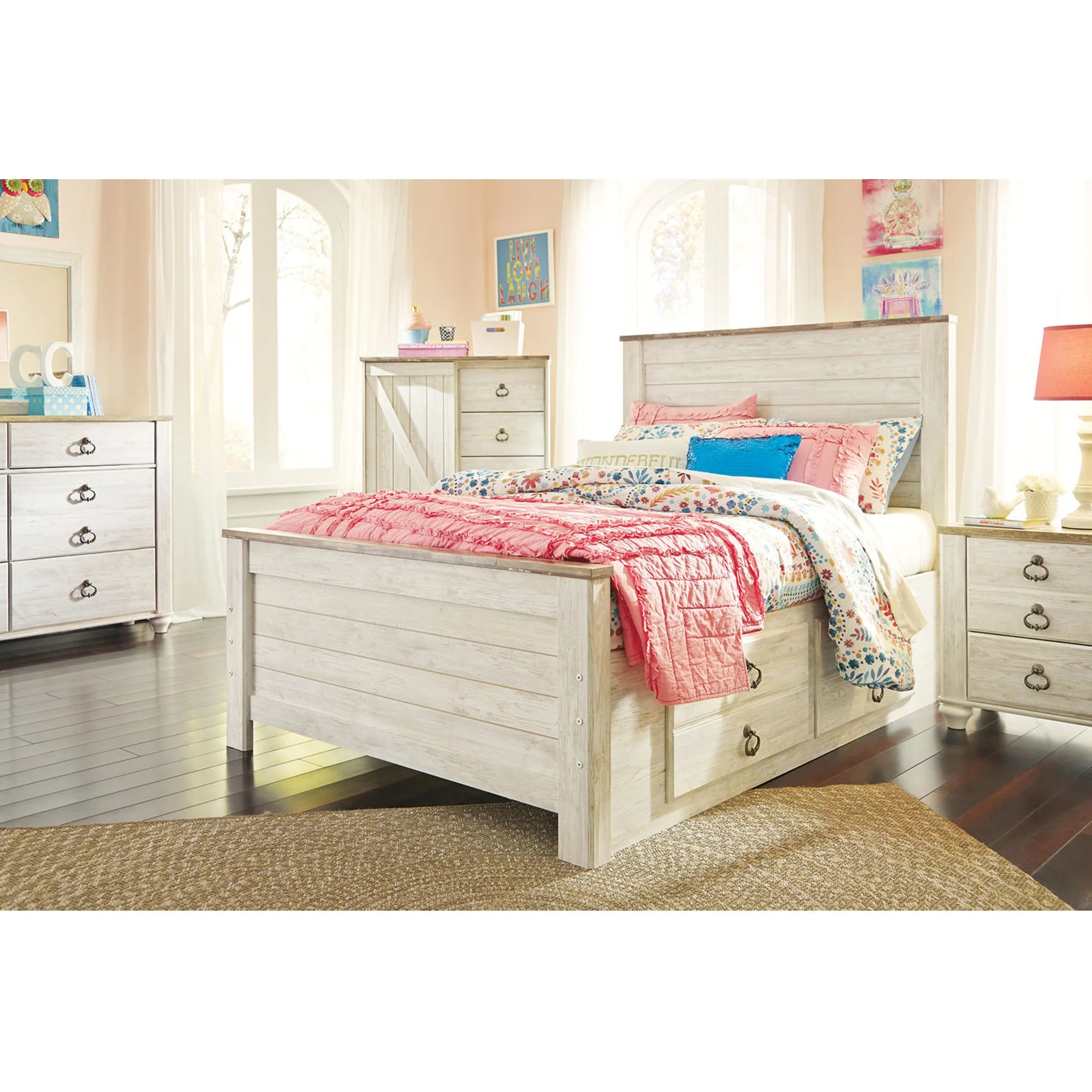 Willowton Full Panel Headboard - Whitewash - Image 21