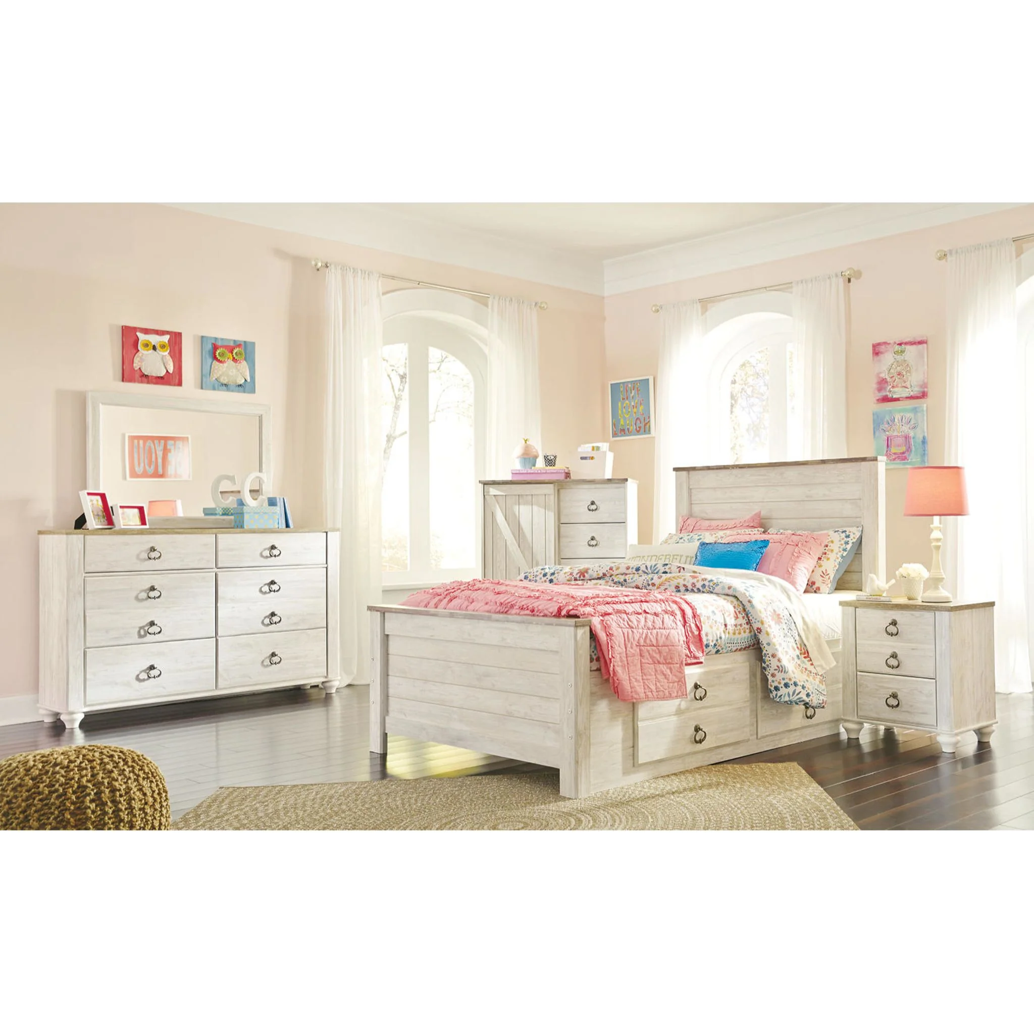 Willowton Full Panel Headboard - Whitewash - Image 24