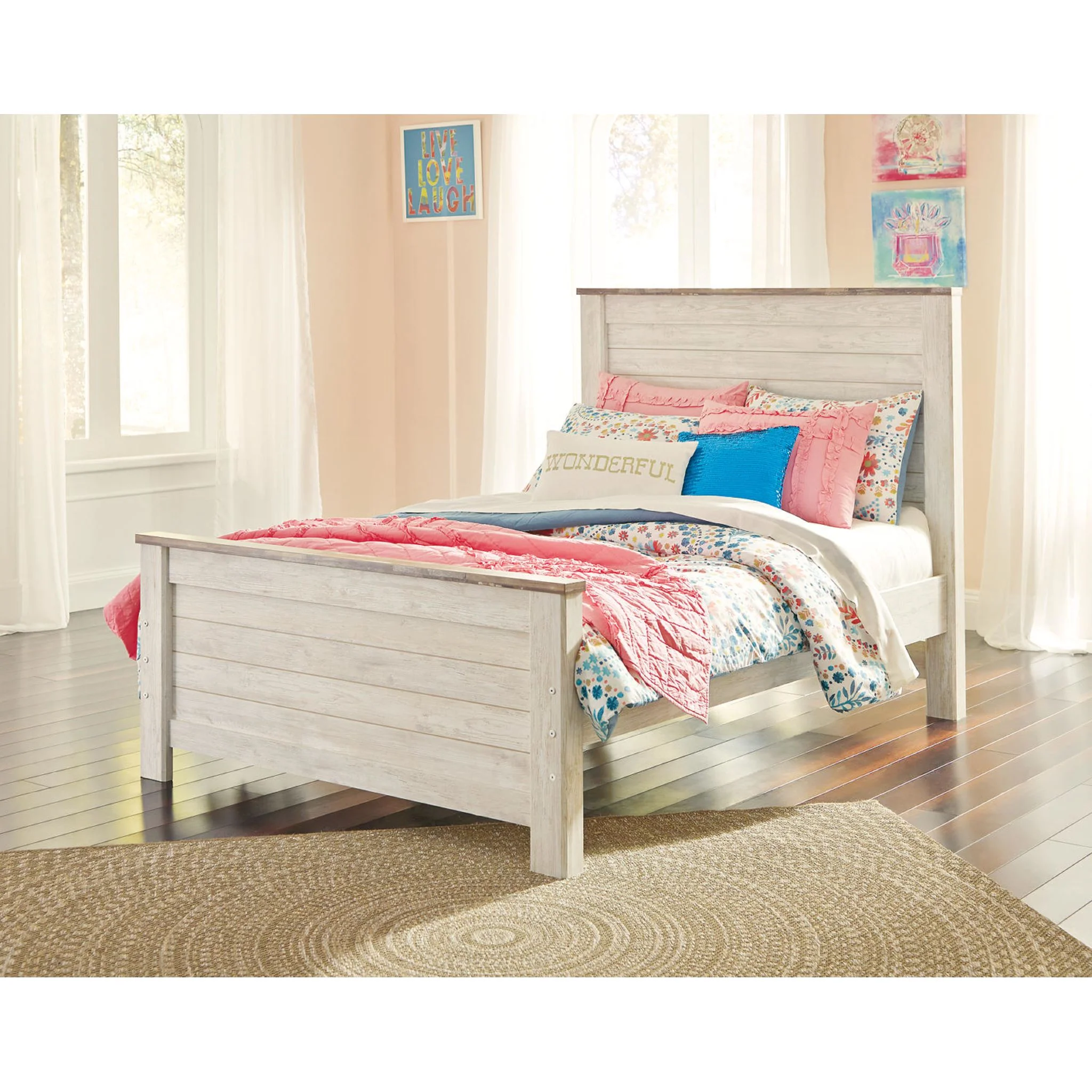 Willowton Full Panel Headboard - Whitewash - Image 28