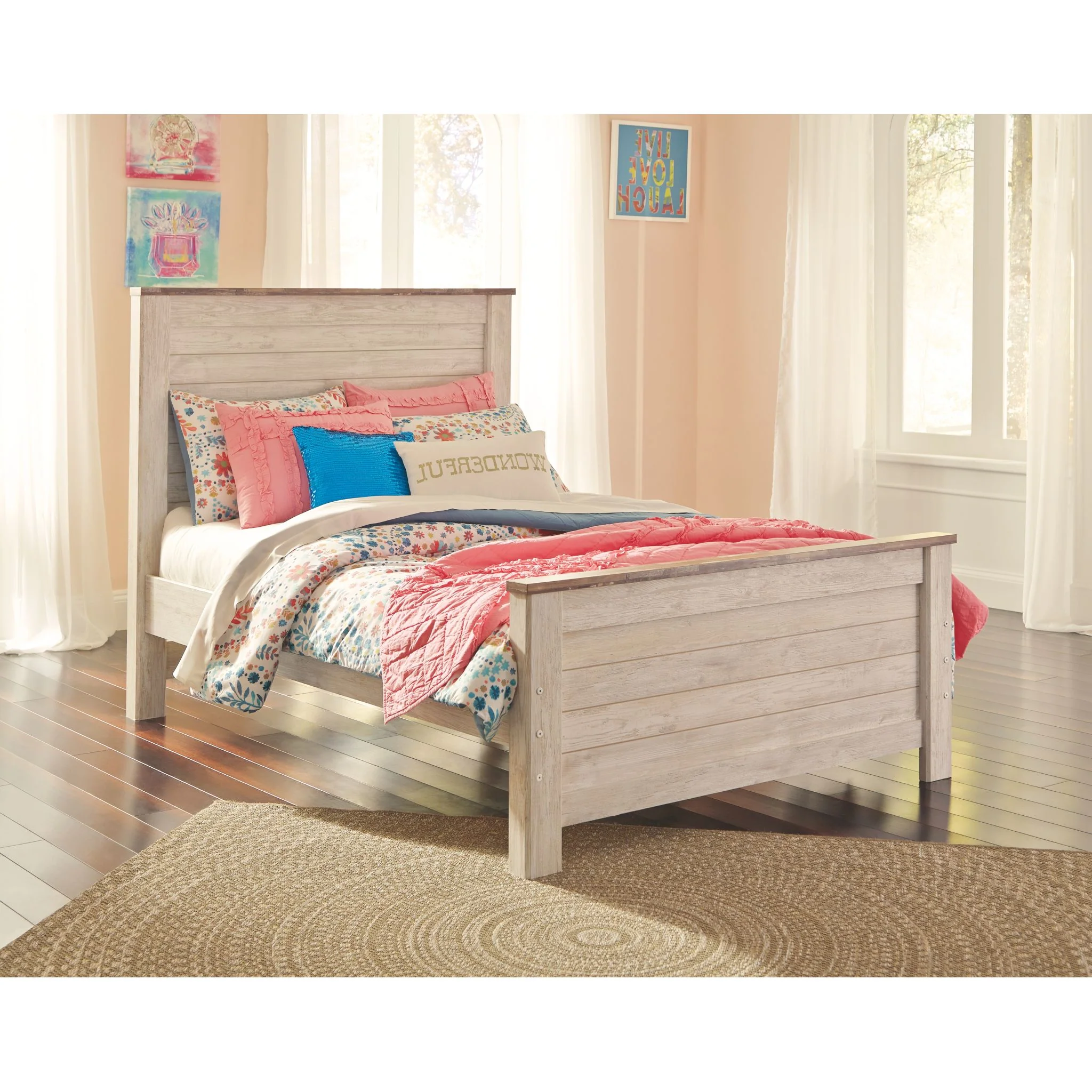 Willowton Full Panel Headboard - Whitewash - Image 4