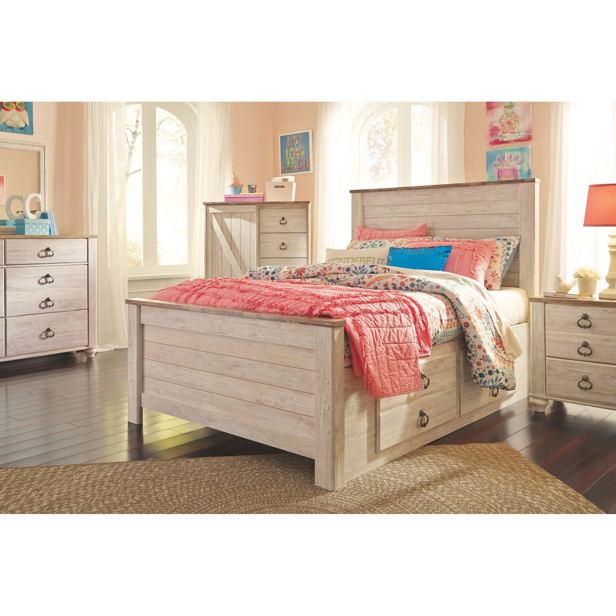 Willowton Full Panel Headboard - Whitewash - Image 7