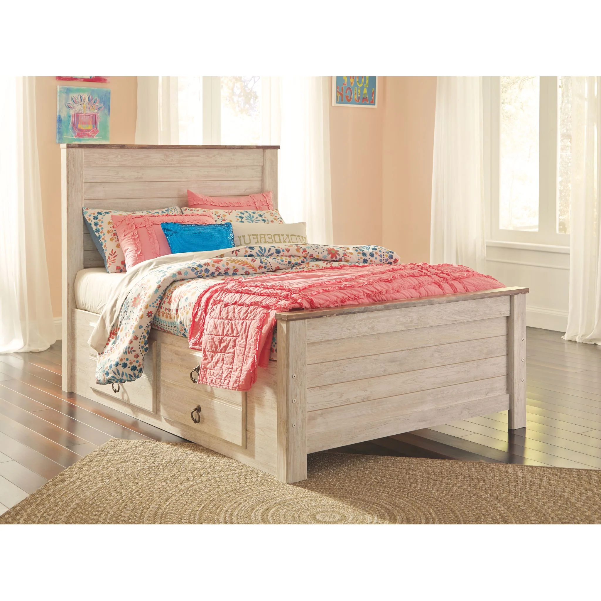 Willowton Full Panel Headboard - Whitewash - Image 9