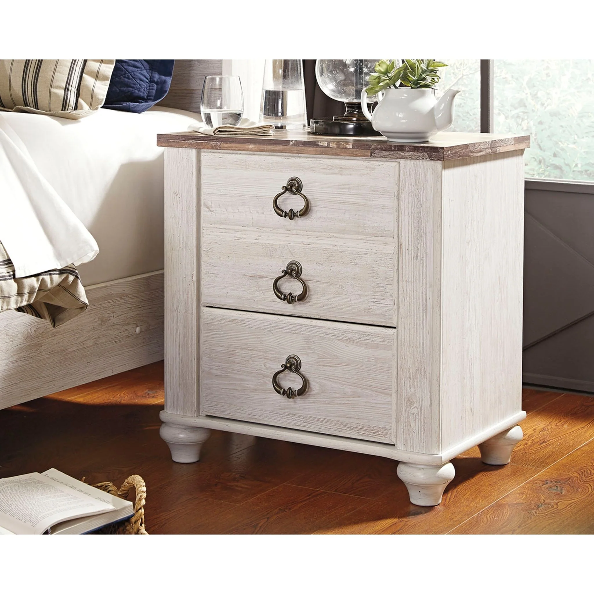 Willowton Nightstand - Whitewash - Image 3