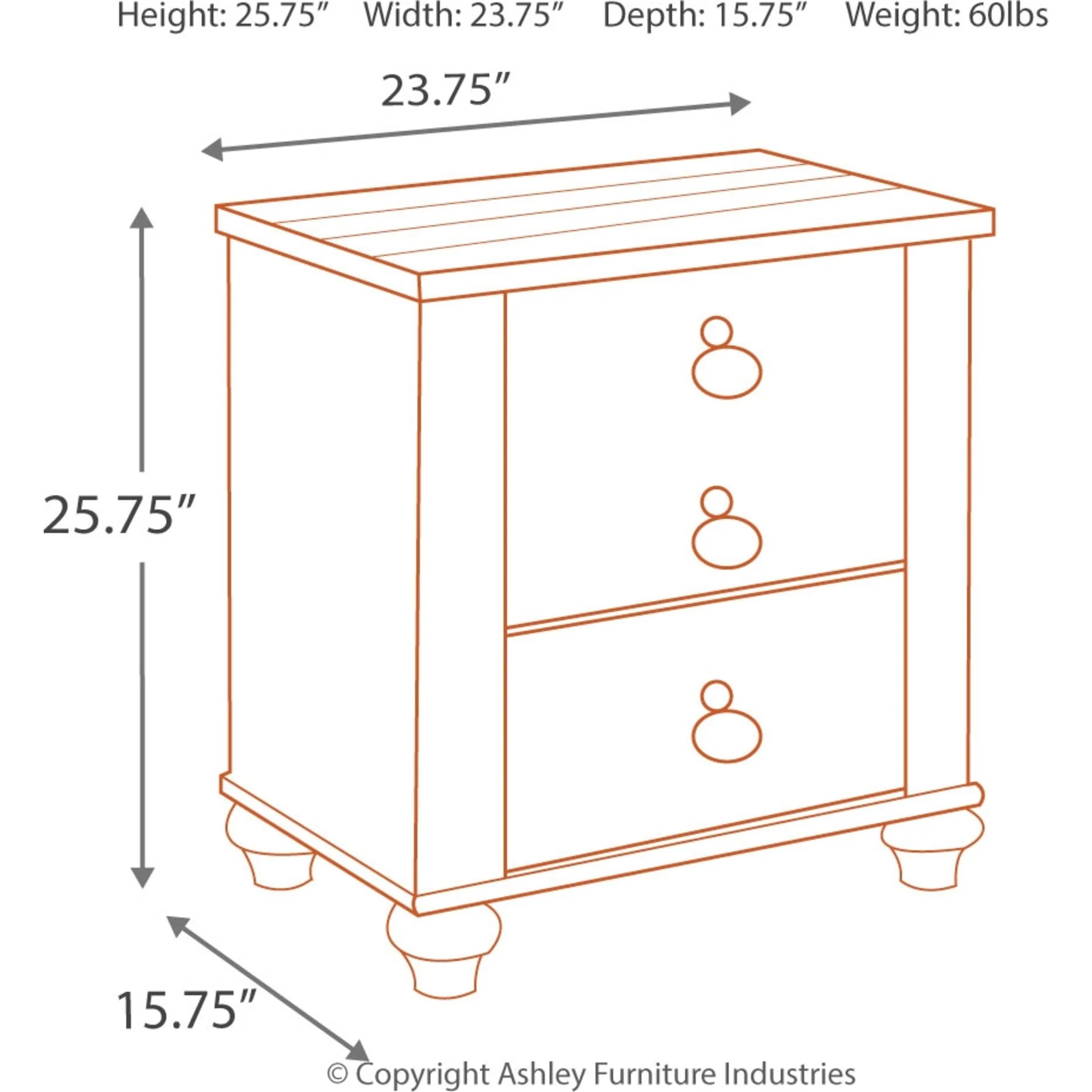 Willowton Nightstand - Whitewash - Image 6