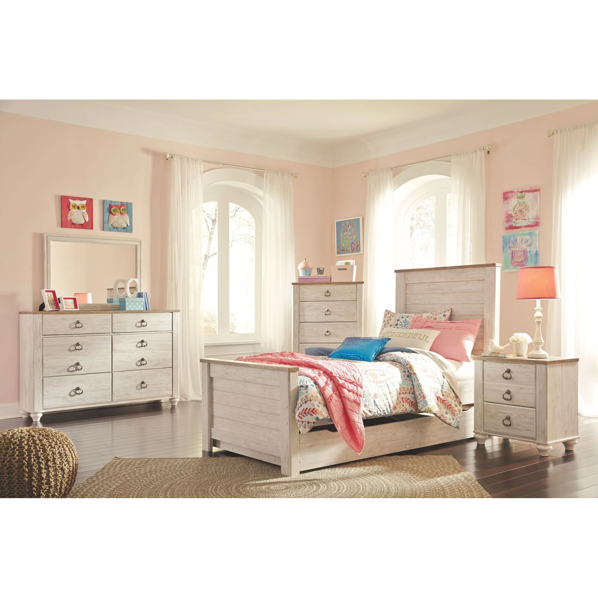 Willowton Nightstand - Whitewash - Image 7