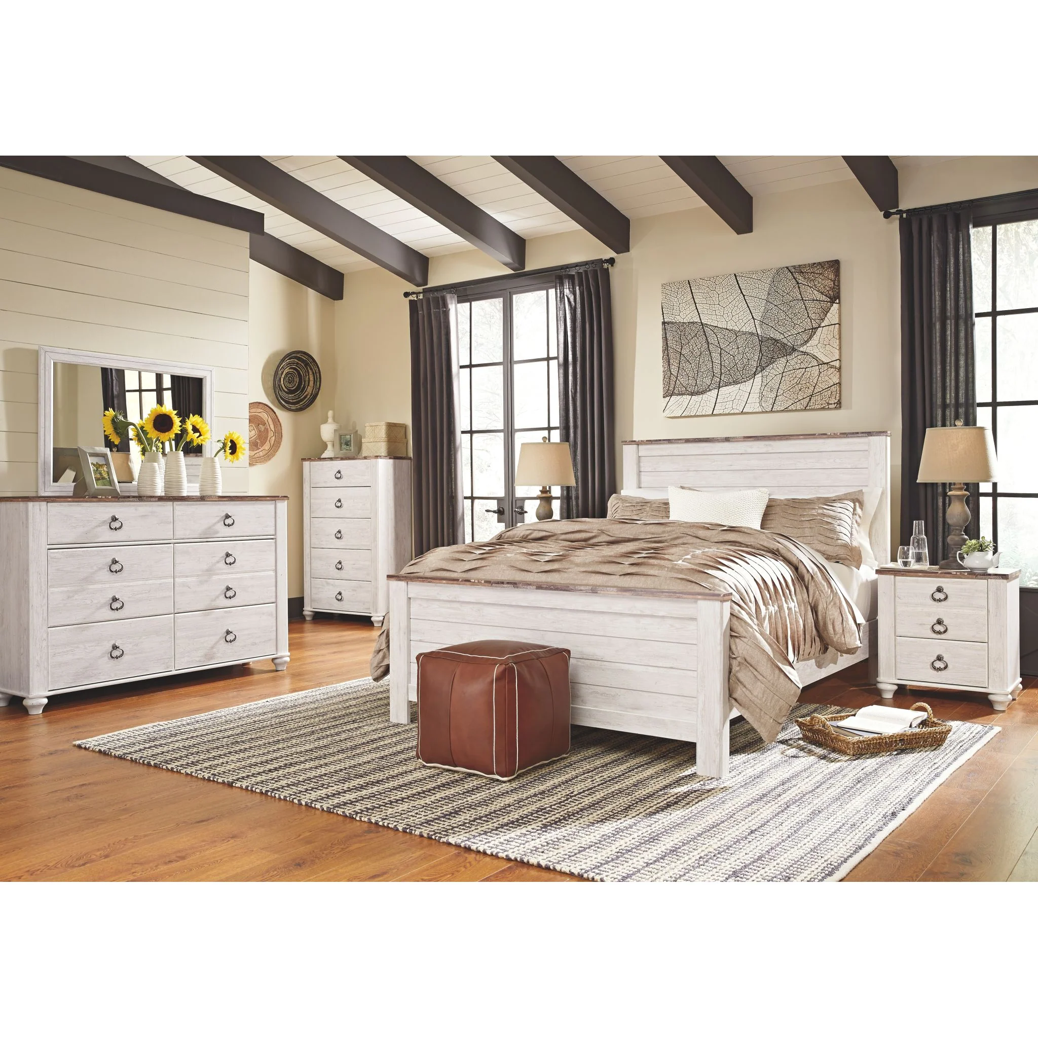 Willowton Panel Headboard - Whitewash - Image 13