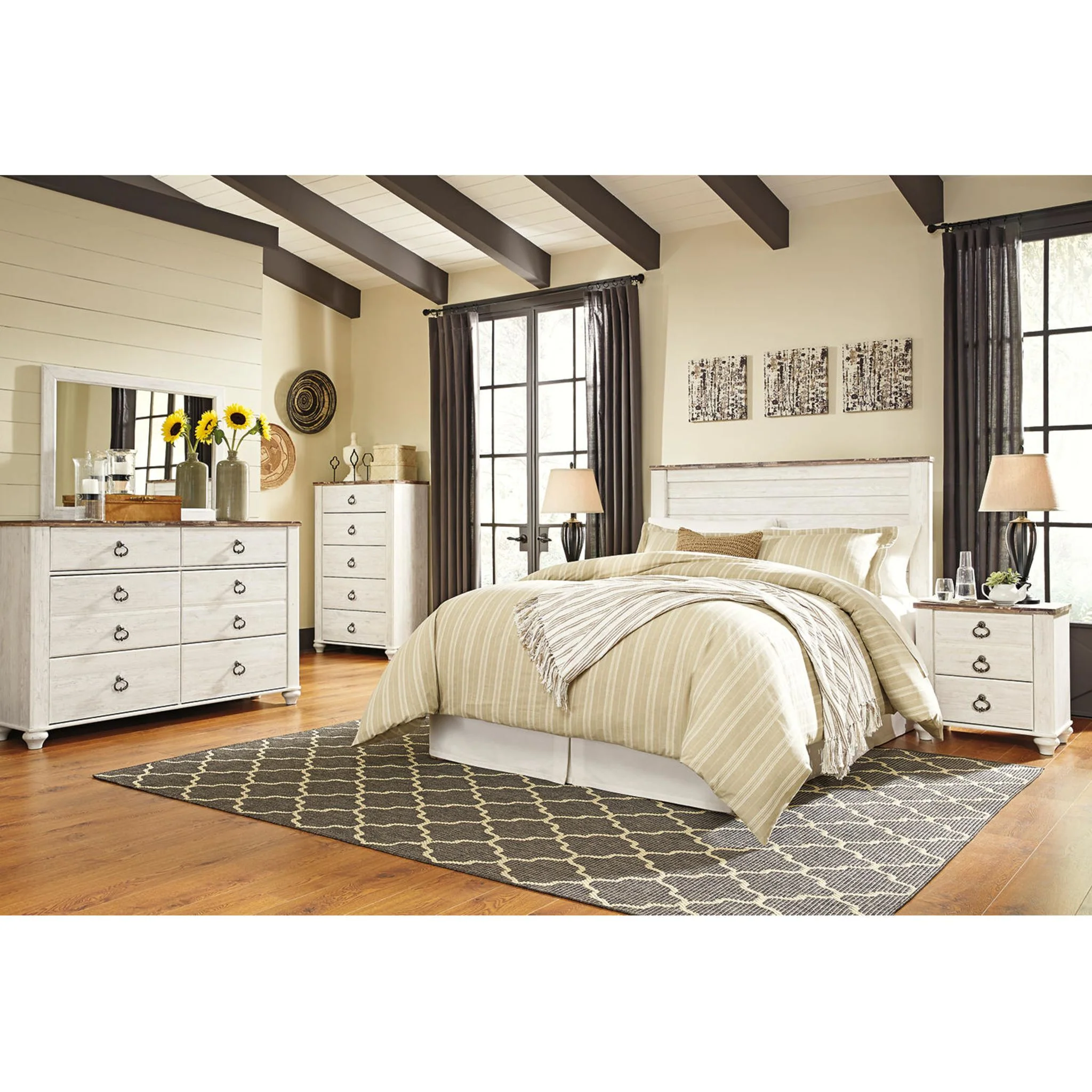 Willowton Panel Headboard - Whitewash - Image 20