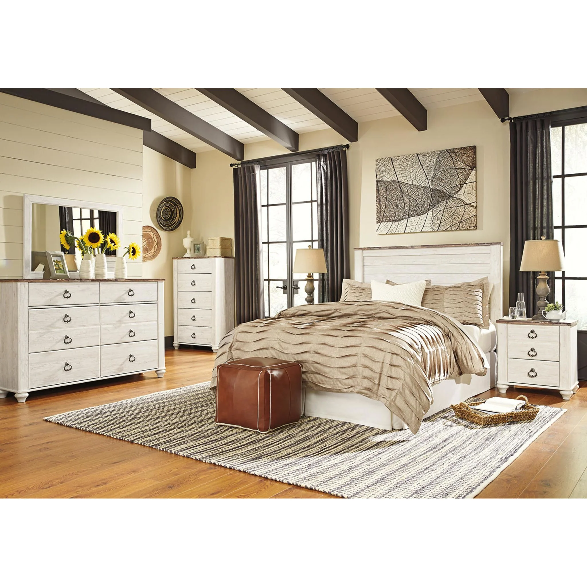 Willowton Panel Headboard - Whitewash - Image 21