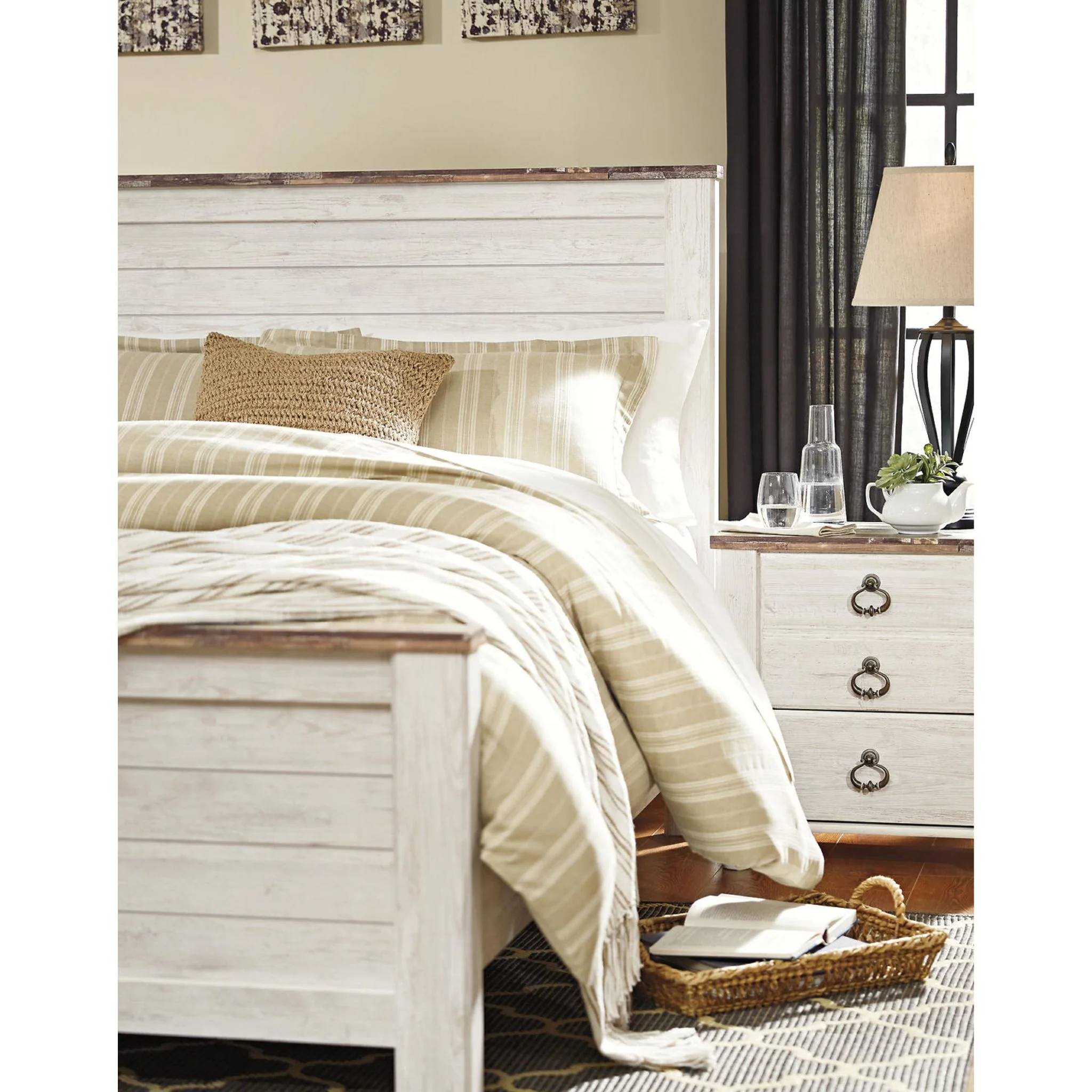 Willowton Panel Headboard - Whitewash - Image 24