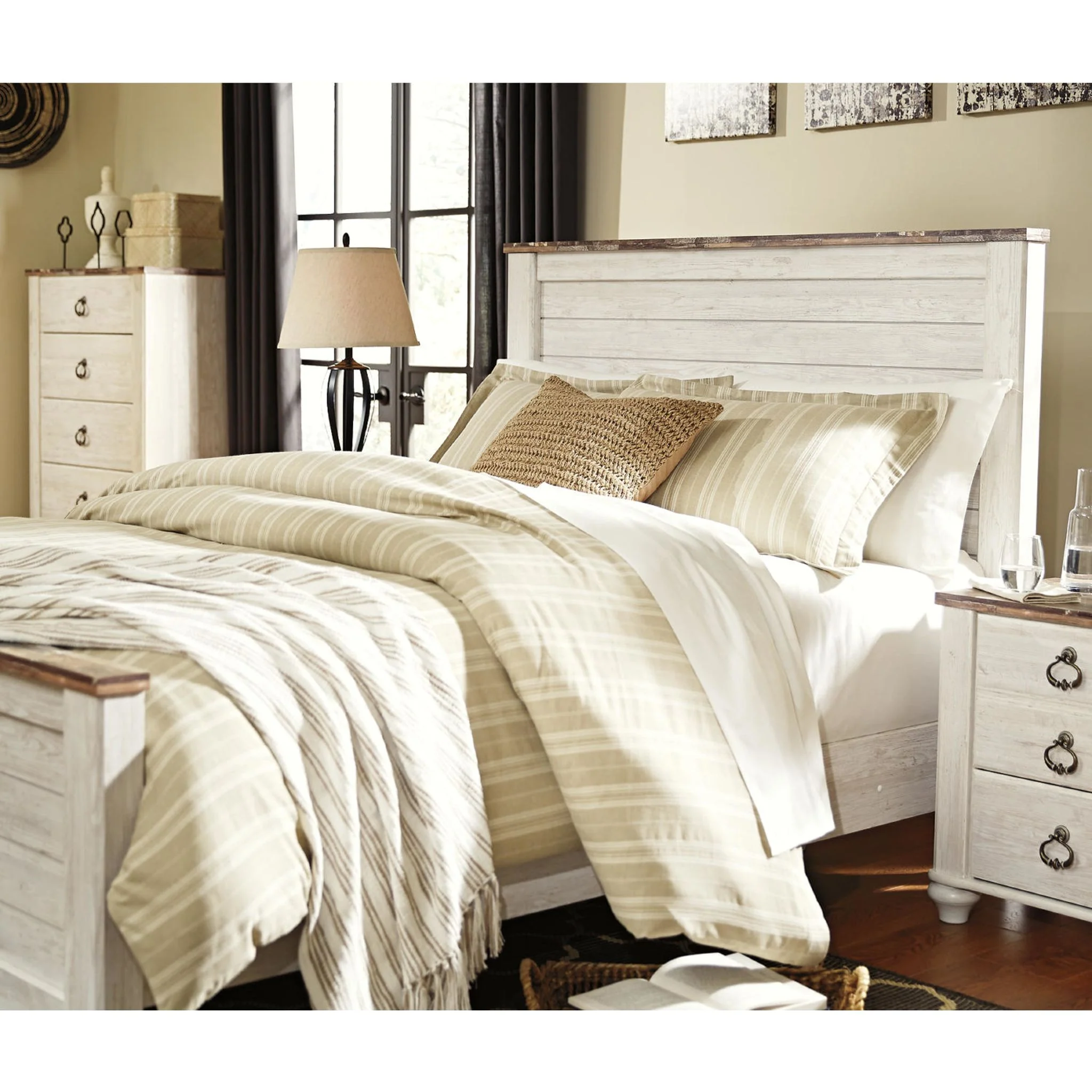 Willowton Panel Headboard - Whitewash - Image 25