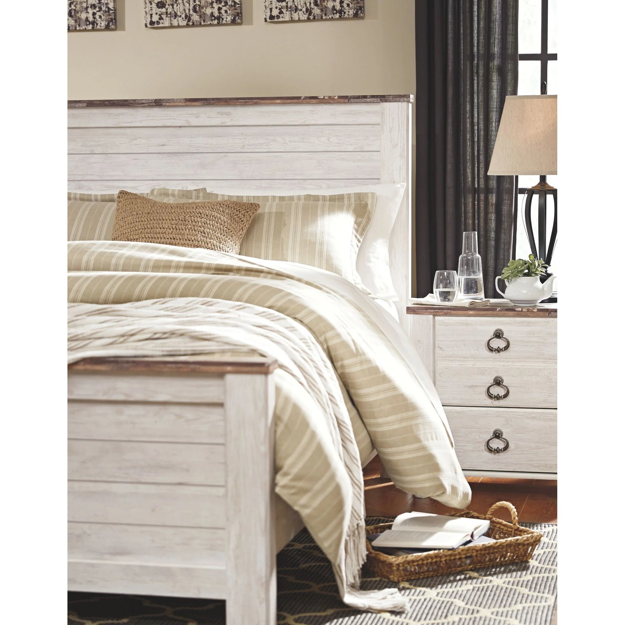 Willowton Panel Headboard - Whitewash - Image 4