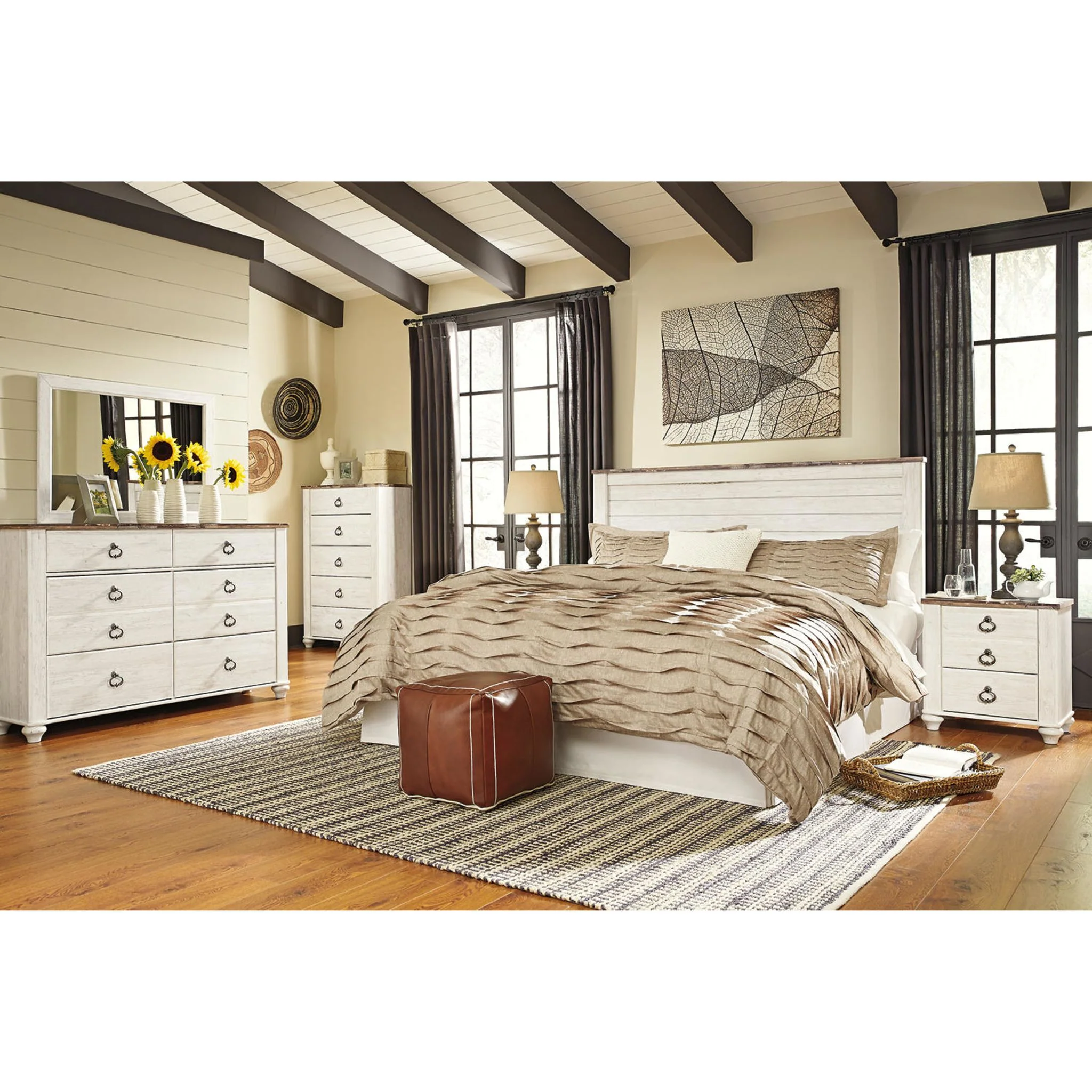 Willowton Panel Headboard - Whitewash - Image 42