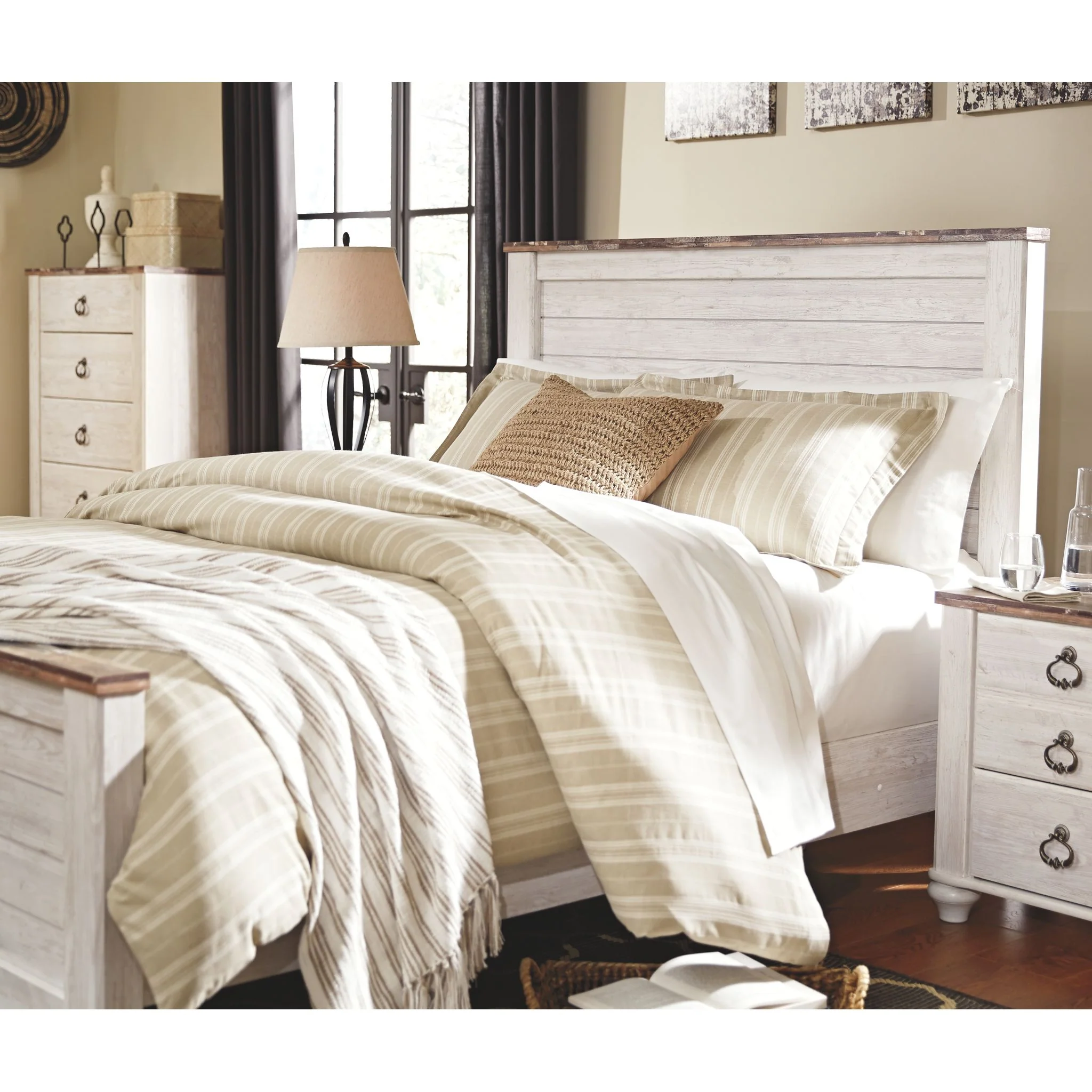 Willowton Panel Headboard - Whitewash - Image 5