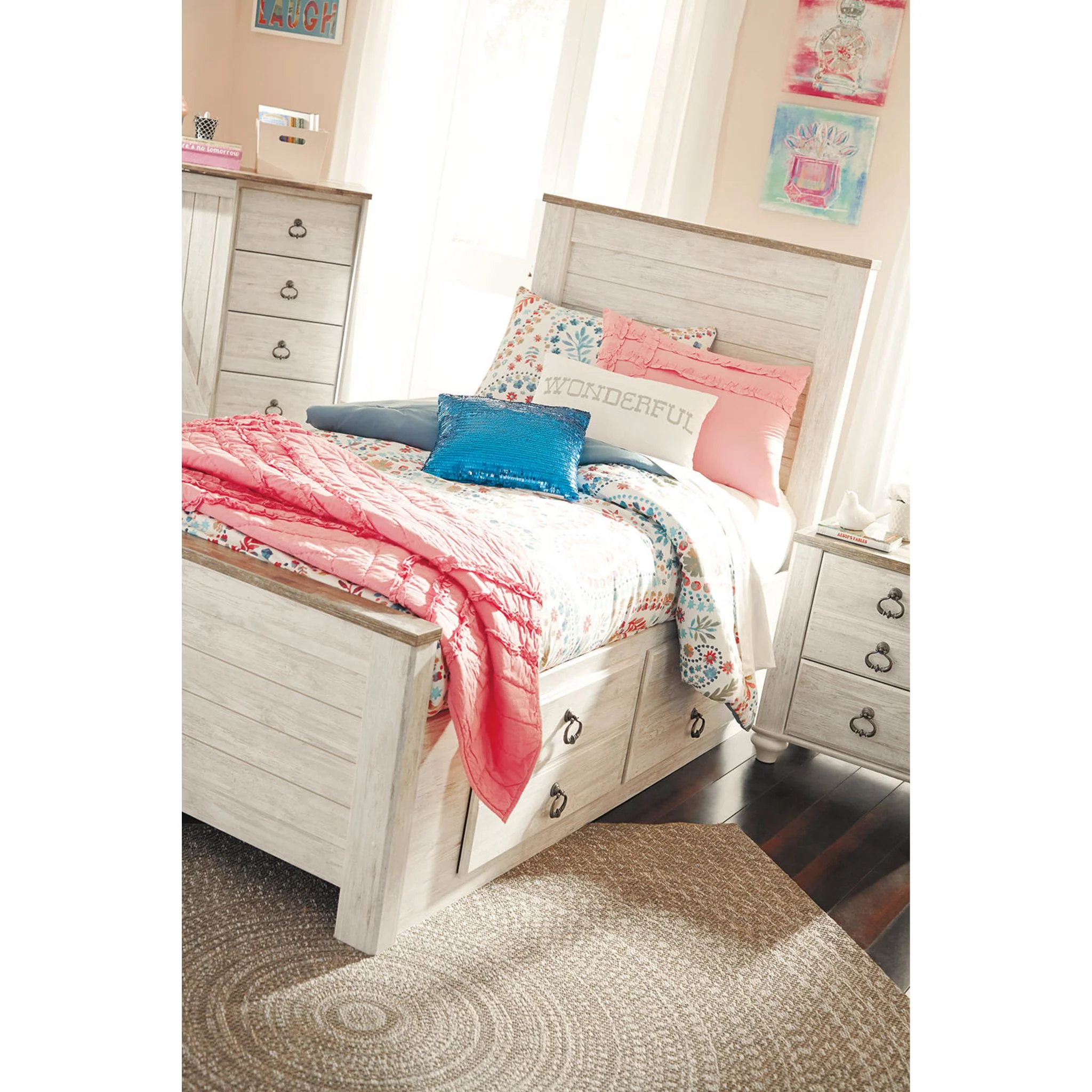 Willowton Panel Headboard - Whitewash - Image 51