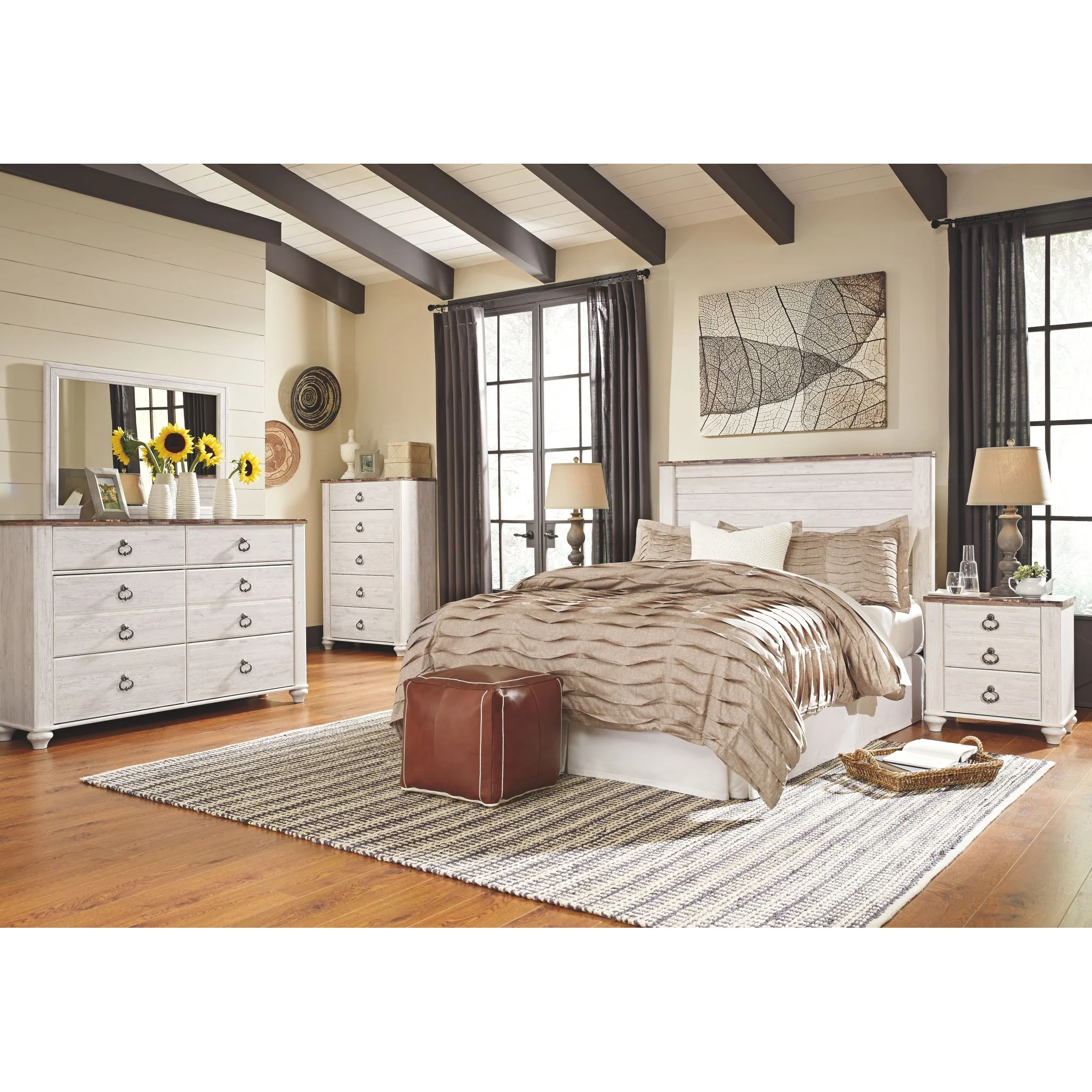Willowton Panel Headboard - Whitewash - Image 54