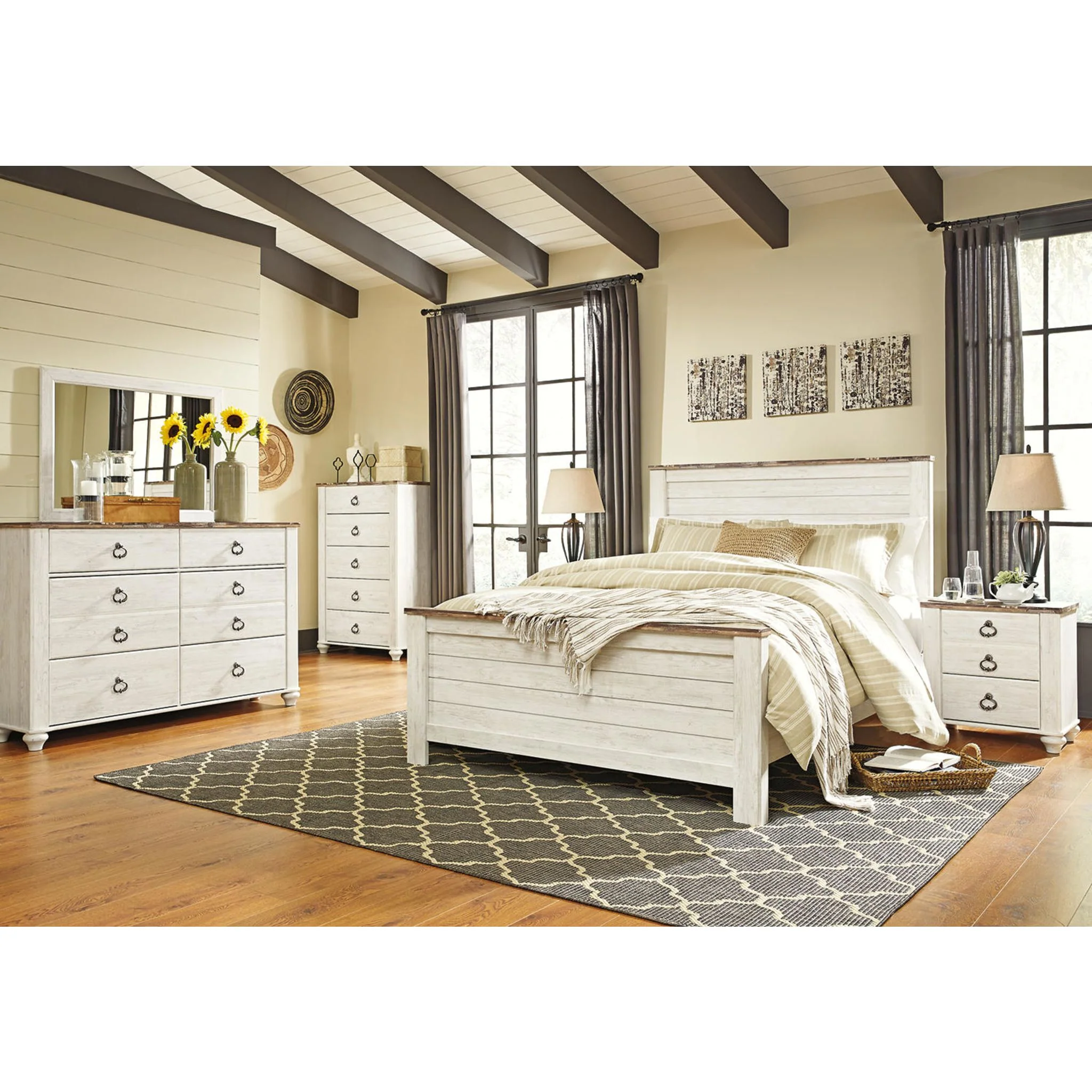 Willowton Panel Headboard - Whitewash - Image 58