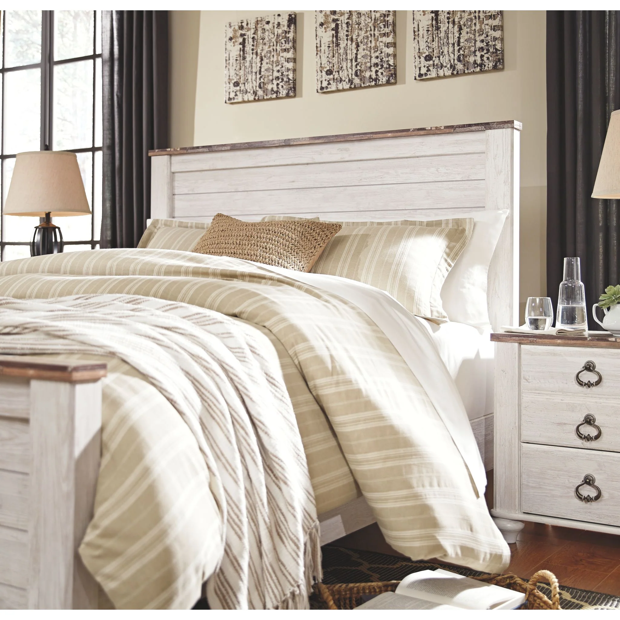 Willowton Panel Headboard - Whitewash - Image 6