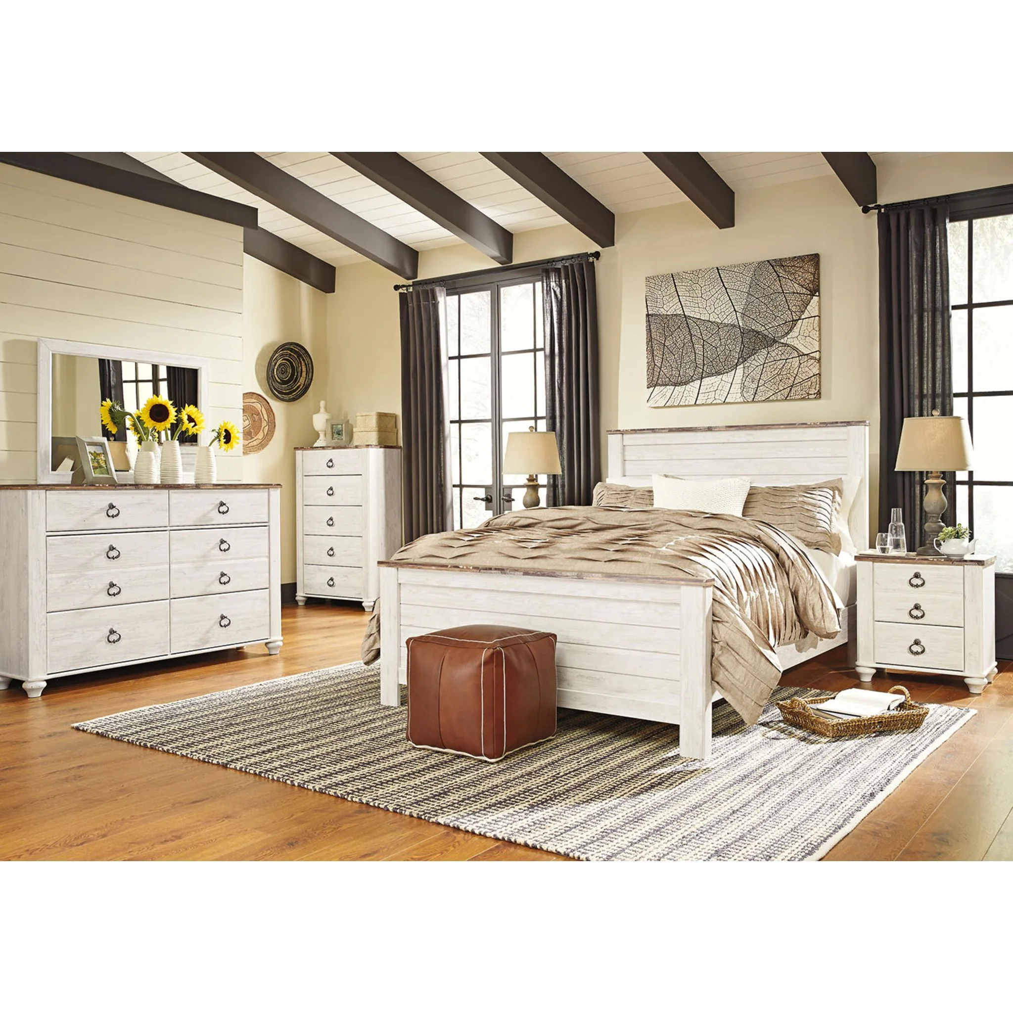 Willowton Panel Headboard - Whitewash - Image 60