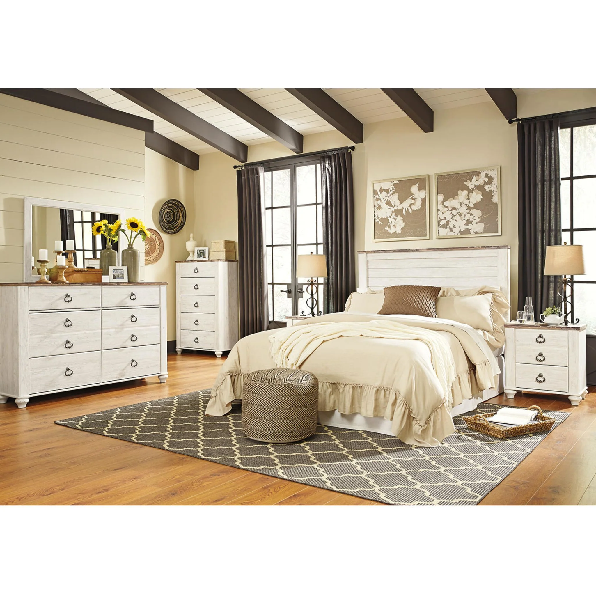 Willowton Panel Headboard - Whitewash - Image 61