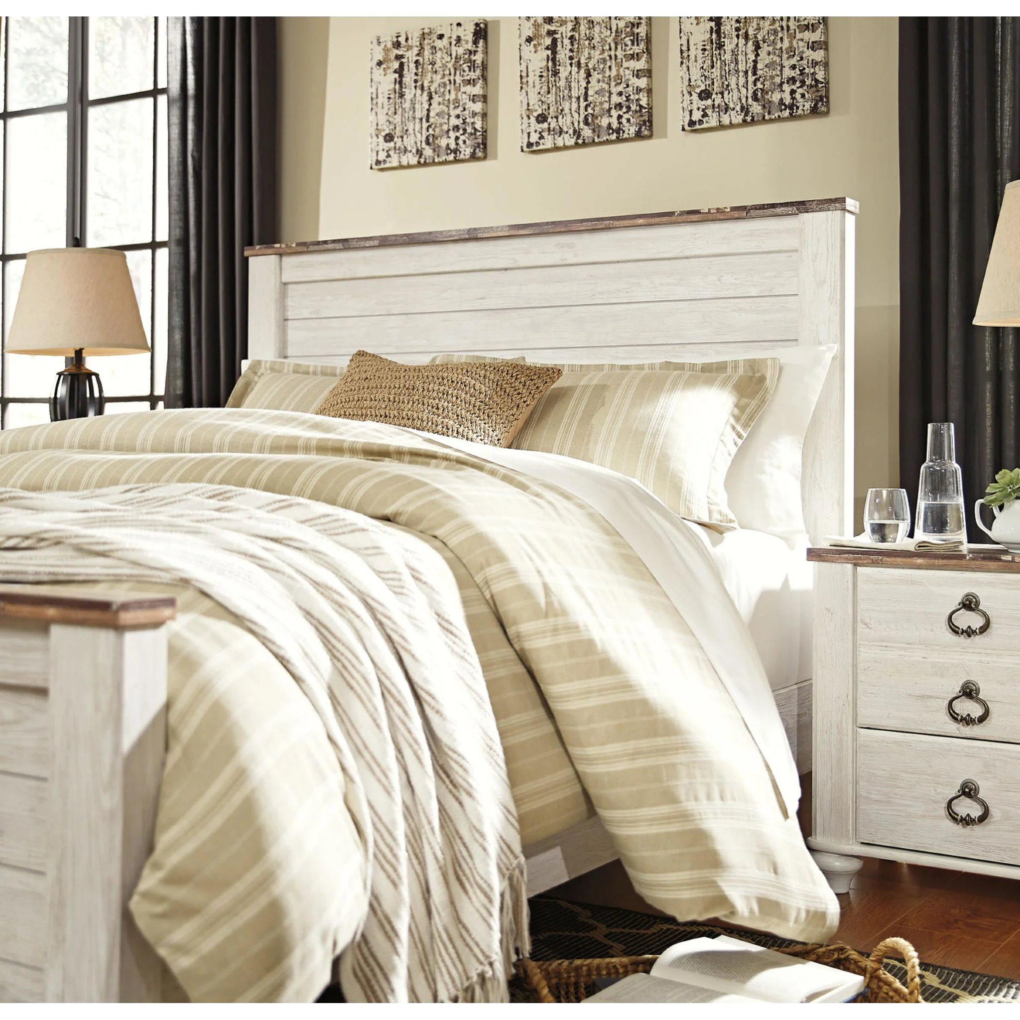 Willowton Panel Headboard - Whitewash - Image 69