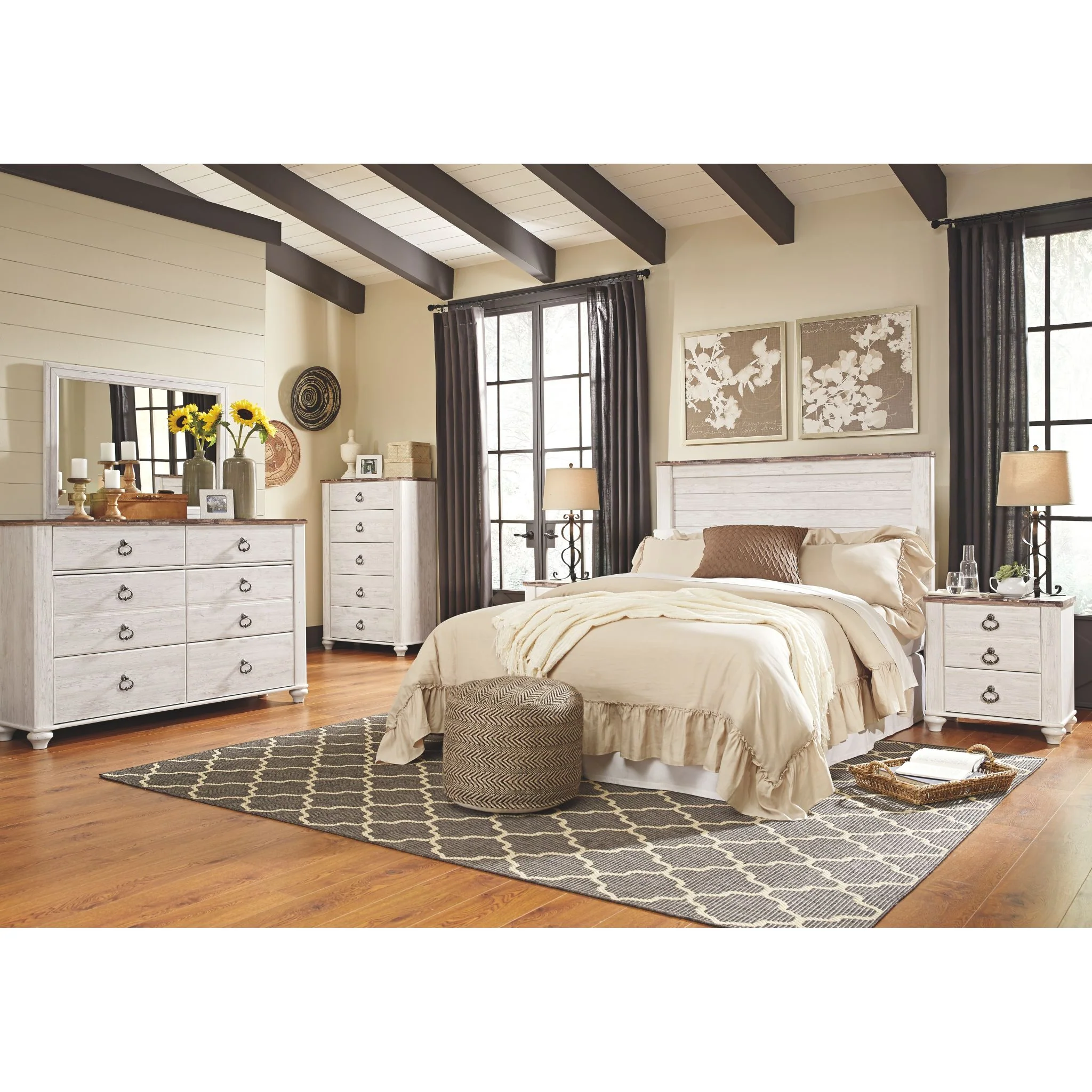 Willowton Panel Headboard - Whitewash - Image 7