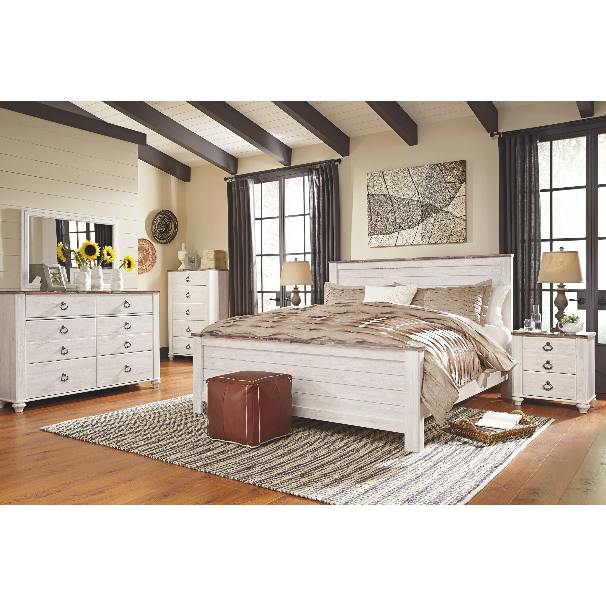 Willowton Panel Headboard - Whitewash - Image 73